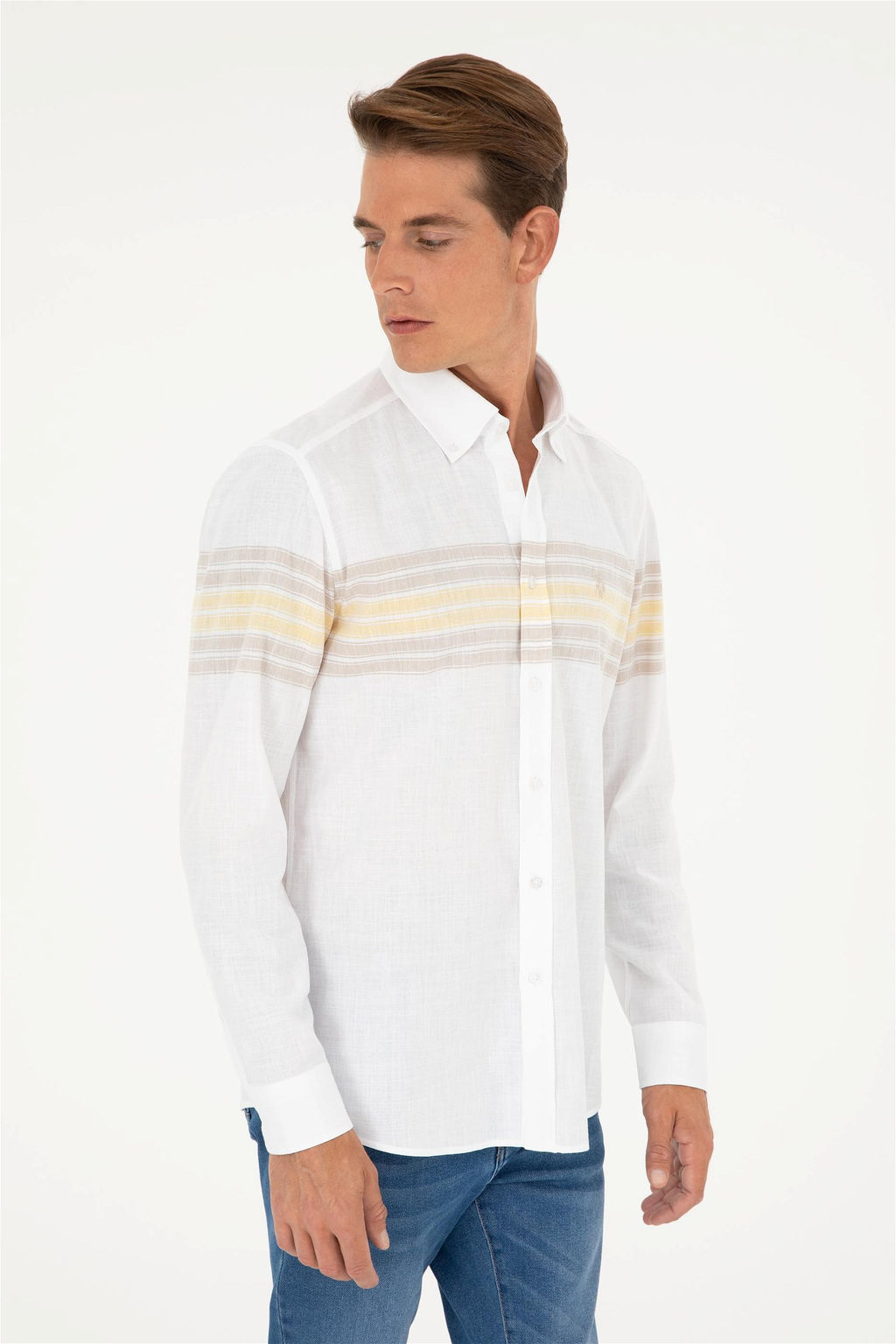 U. S. Polo Assn / Мужская рубашка цвета хаки с длинным рукавом