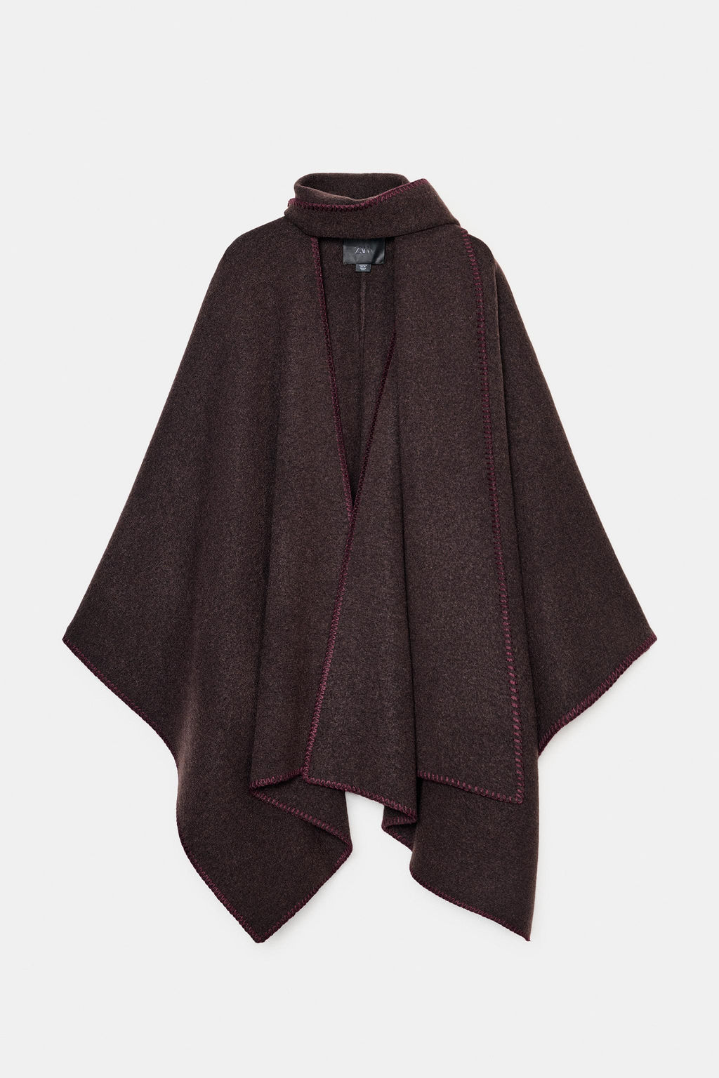KNIT CAPE WITH CONTRAST THREAD SCARF - Zara фото 4