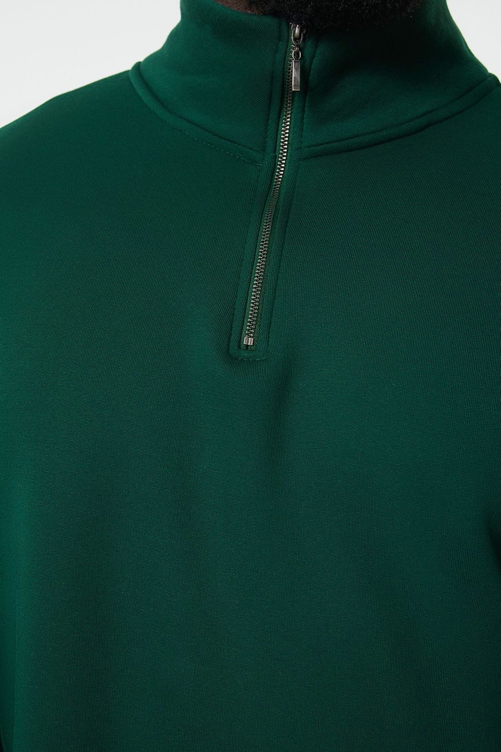 TRENDYOL MAN Yesil Buyuk Beden Oversize/Normal Kesim Dik Yaka Fermuarl? Ici Polarl? Sweatshirt TMNAW24AO00024 - Trendyolmilla фото 4