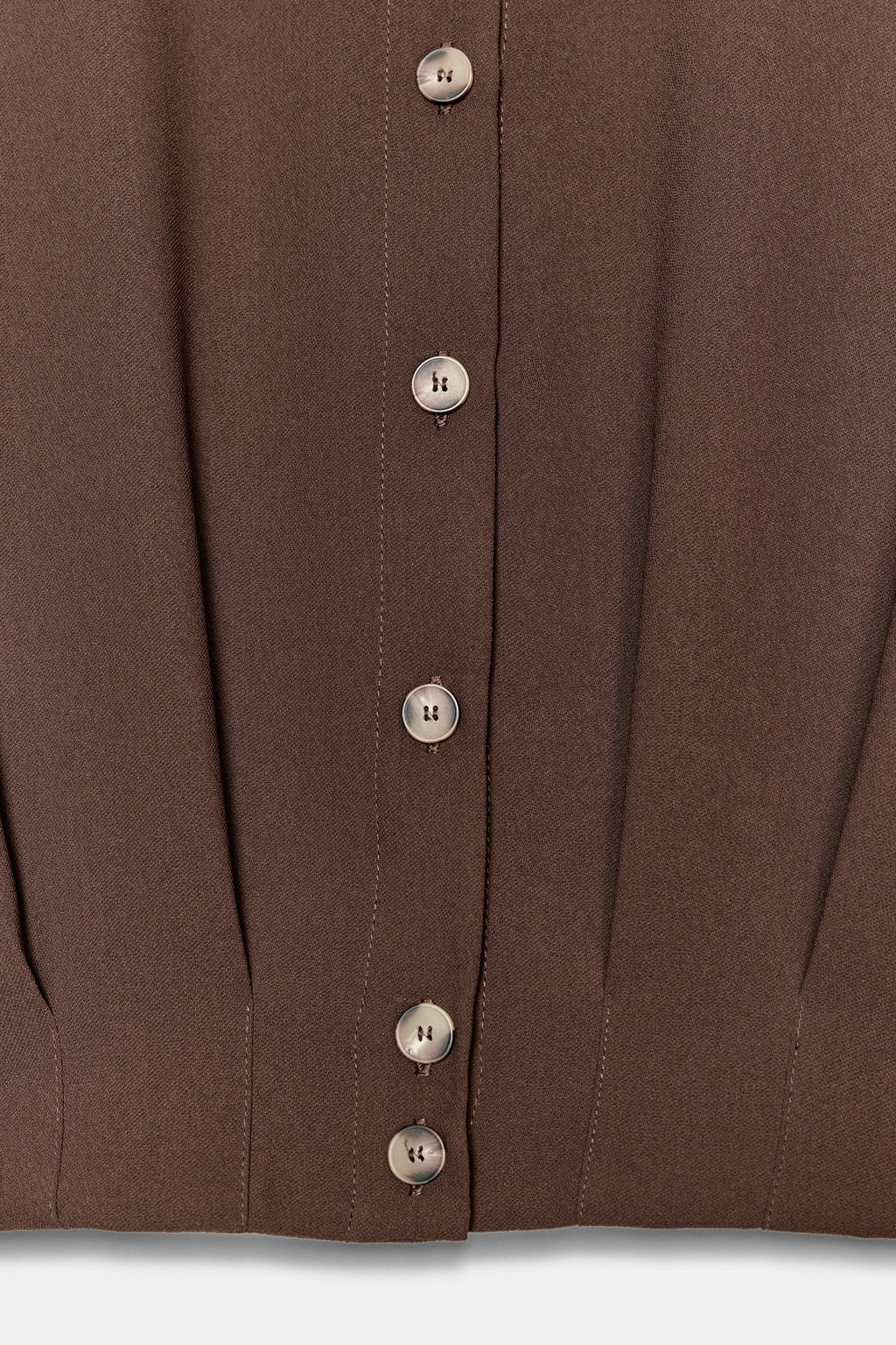 CAMISA CORTA TRABILLAS HOMBROS / Marr?n - Zara фото 9