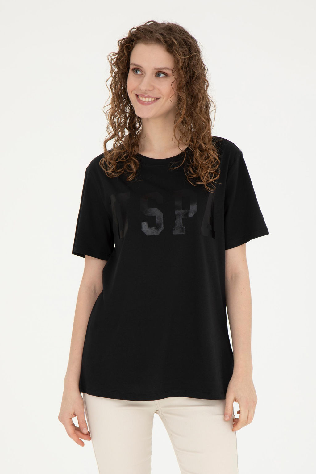 Женская черная базовая футболка - U.s. polo assn фото 8
