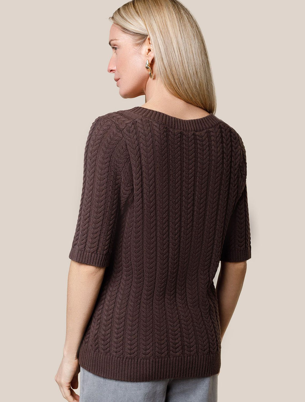 Джемпер фактурной вязки из хлопка с кашемиром