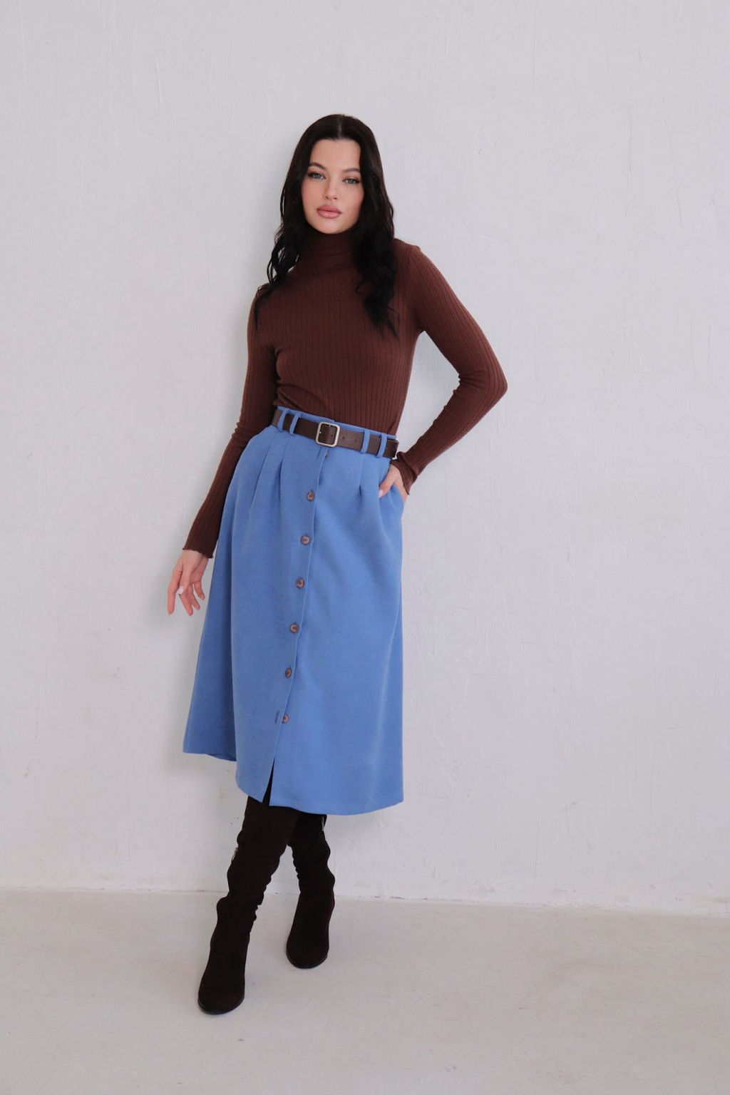 Юбка на пуговицах длины миди - Martichelli фото 53