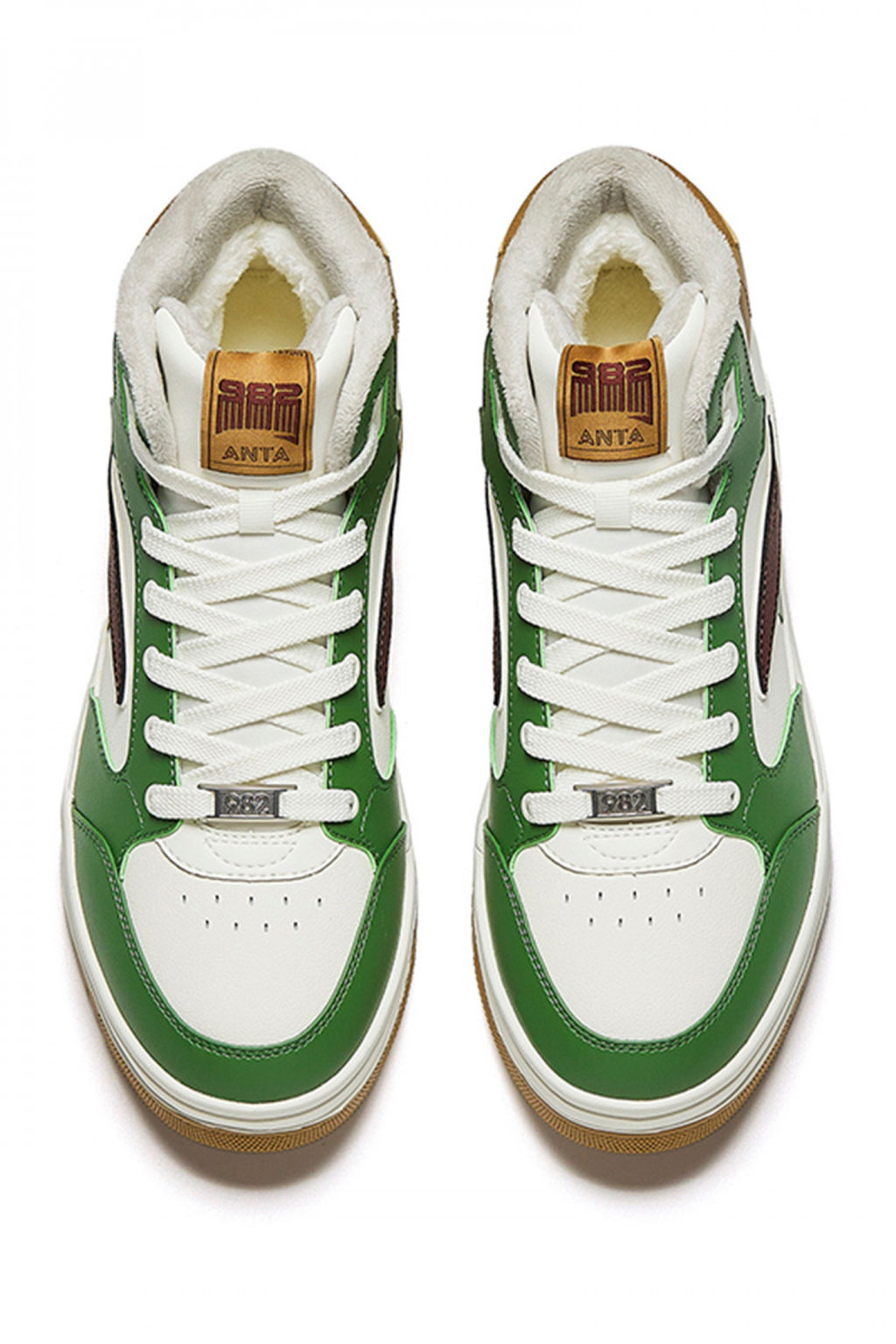 Кеды повседневные утепленные Бежевый/Зеленый/Коричневый