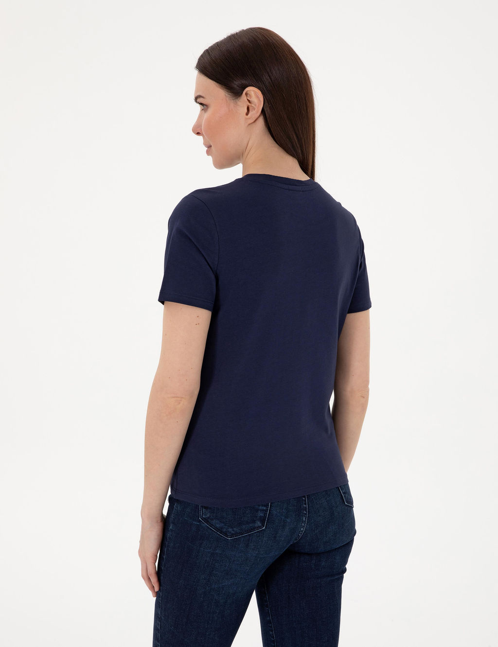 Lacivert Regular Fit Bisiklet Yaka Basic Ti__rt
