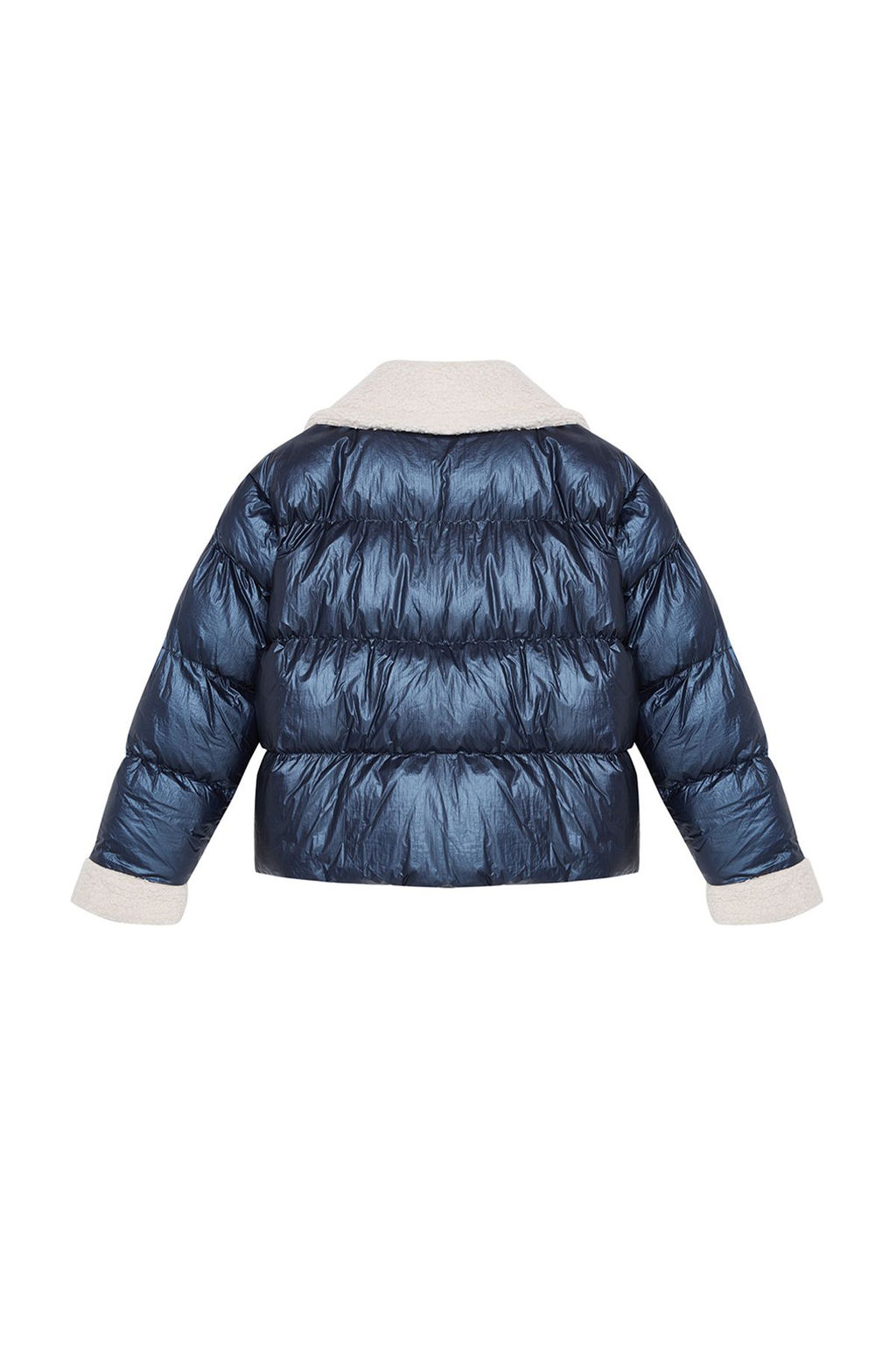 TRENDYOLMILLA Lacivert Yakas? Pelus ve Kemer Detayl? Parlak Su Itici Sisme Mont TWOAW25MO00062  фото 9