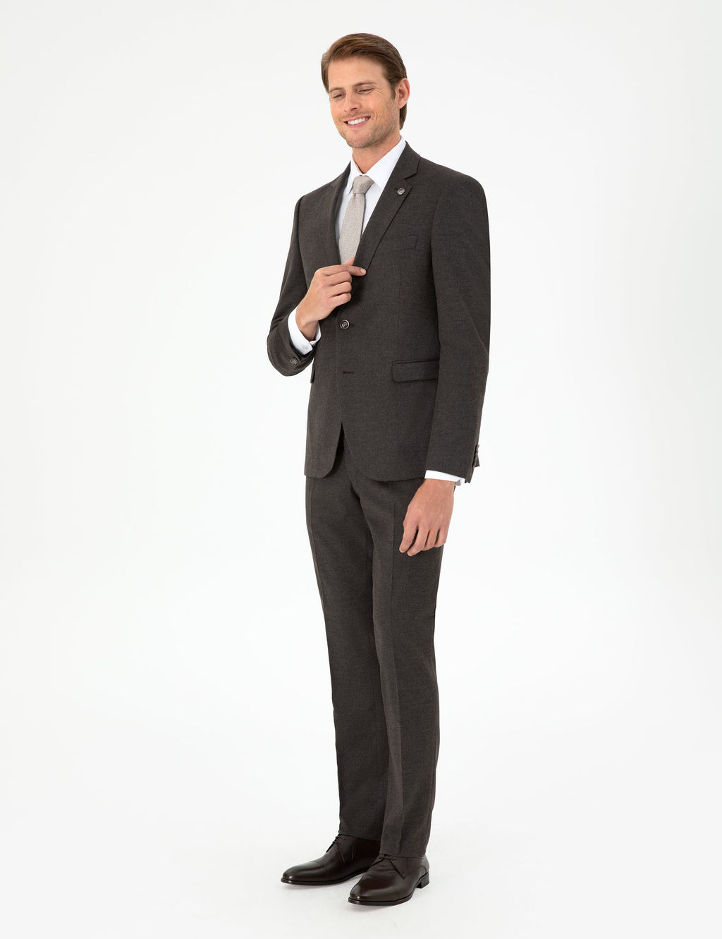 Kahverengi Slim Fit Tak_m Elbise