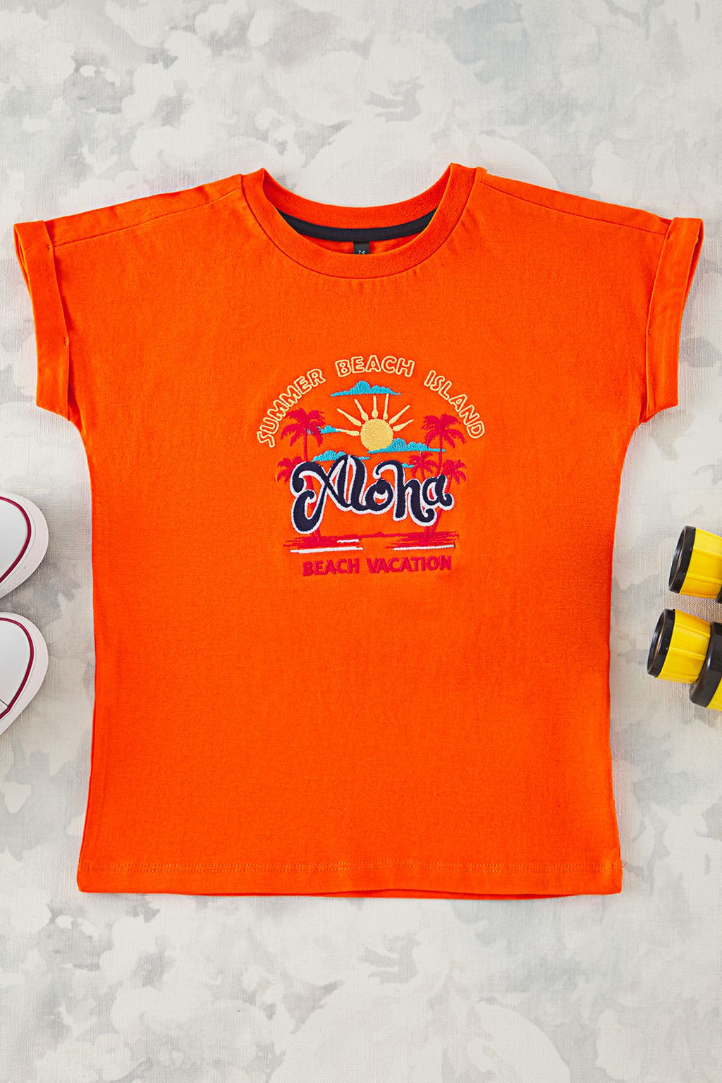 Ekru K?z Cocuk %100 Pamuk Slogan Bask?l? Regular Kal?p Karpuz Kol Orme T-Shirt TKDSS25TS00050 - Trendyolmilla фото 3