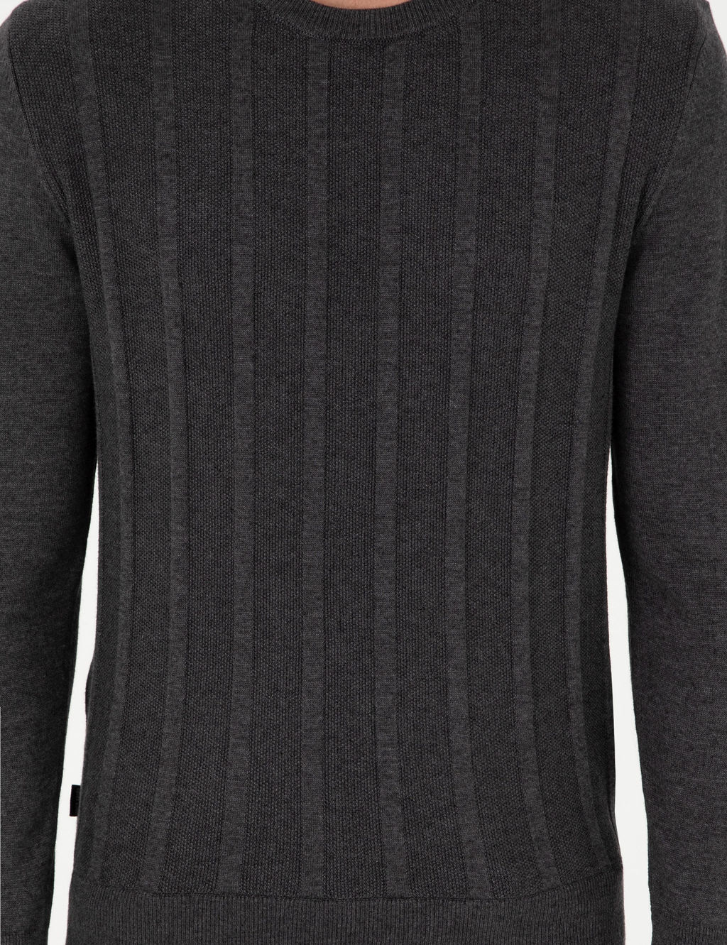 Antrasit Melanj Slim Fit Bisiklet Yaka Triko Kazak - Pierre cardin фото 6