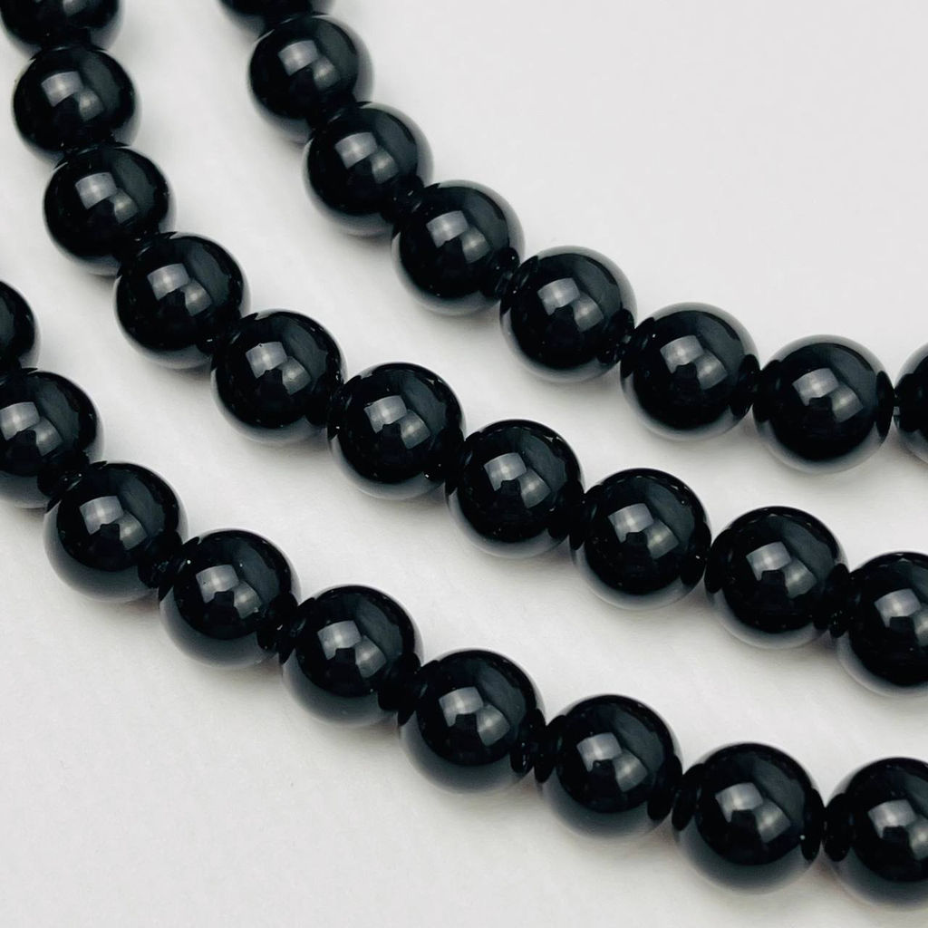Бусины для украшений из черного Обсидиана (46 бусин) 38 см