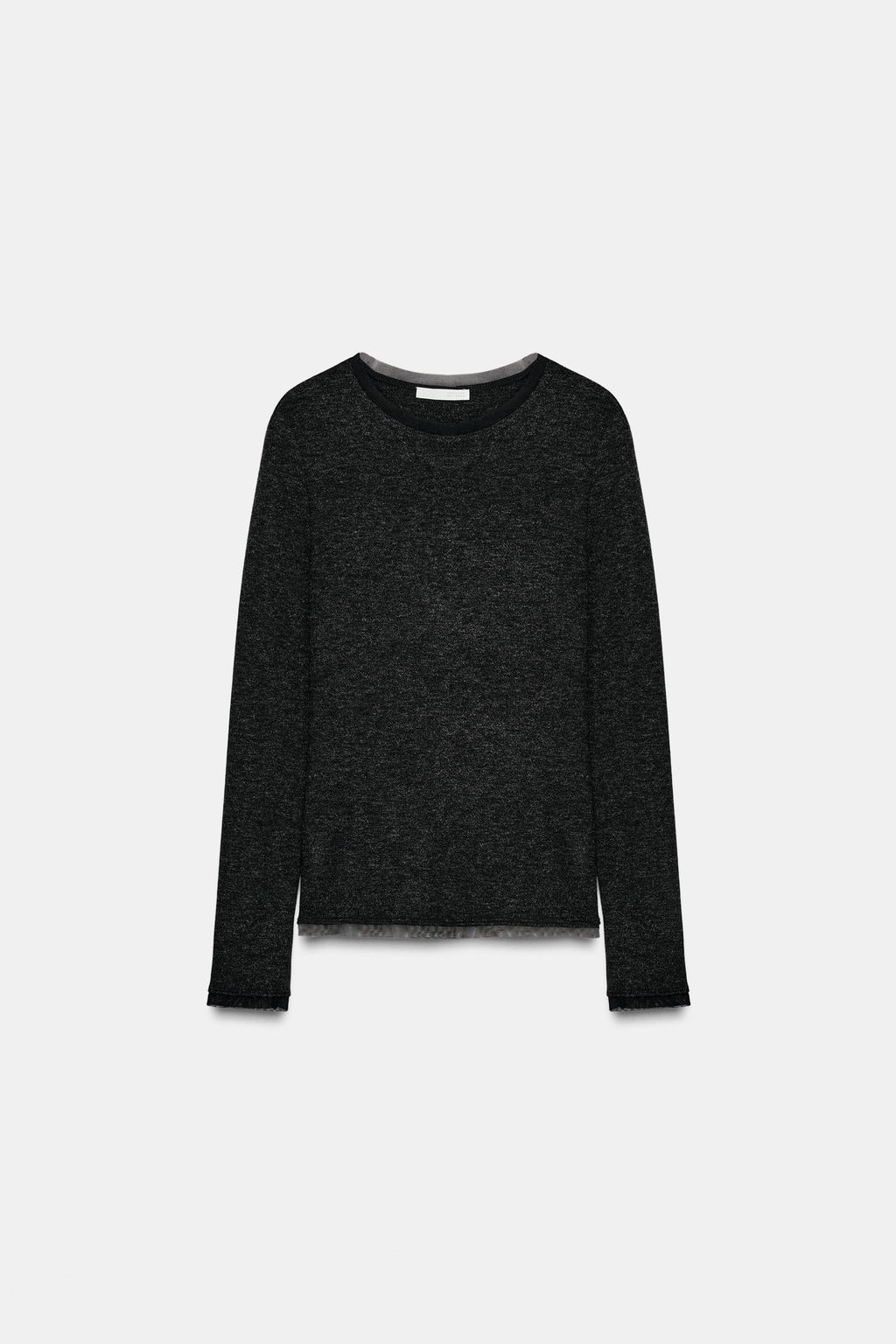 T-SHIRT WITH TULLE TRIMS - Zara фото 4