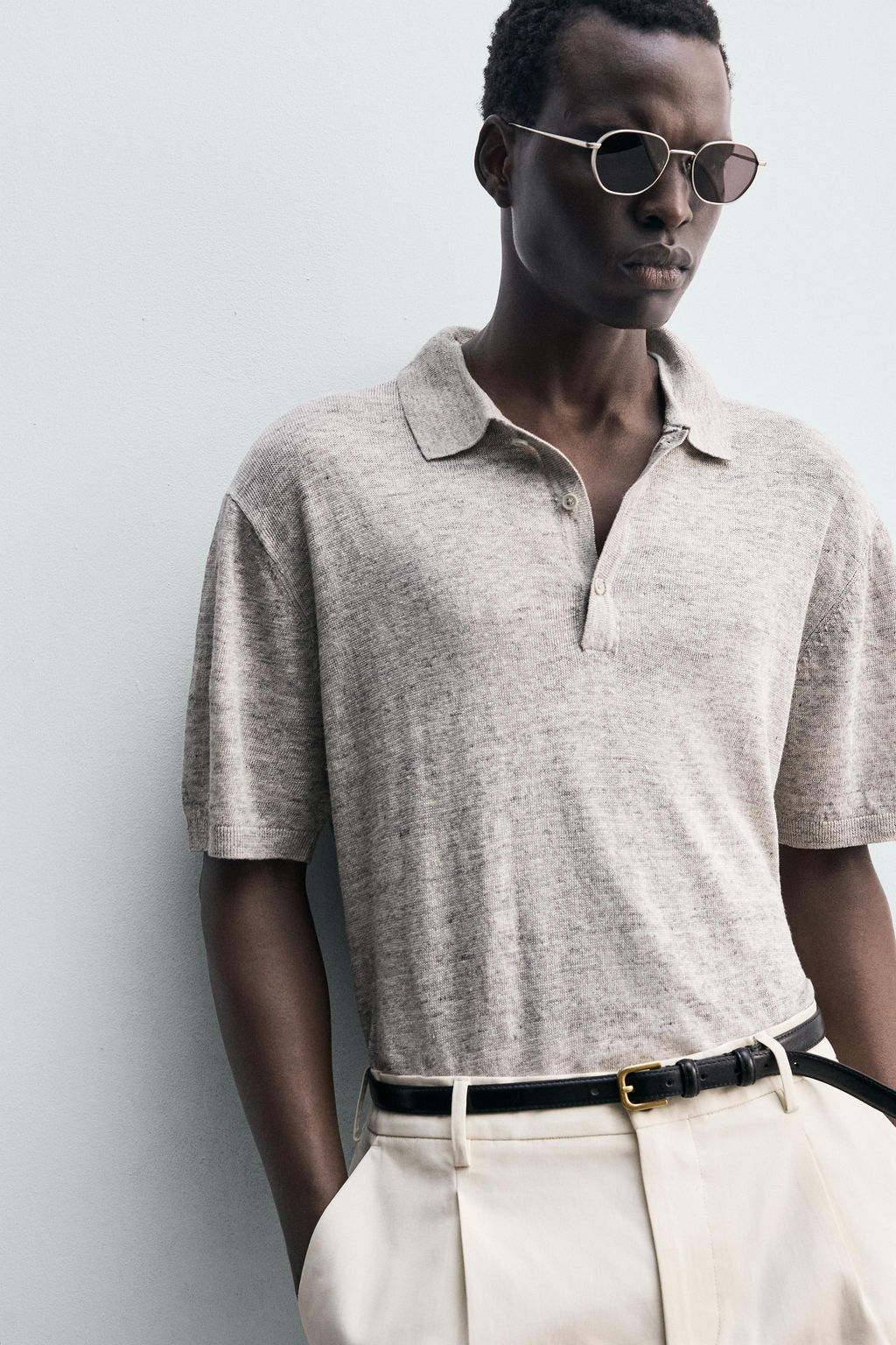 POLO PUNTO 100% LINO / Gris vigor? - Zara фото 6