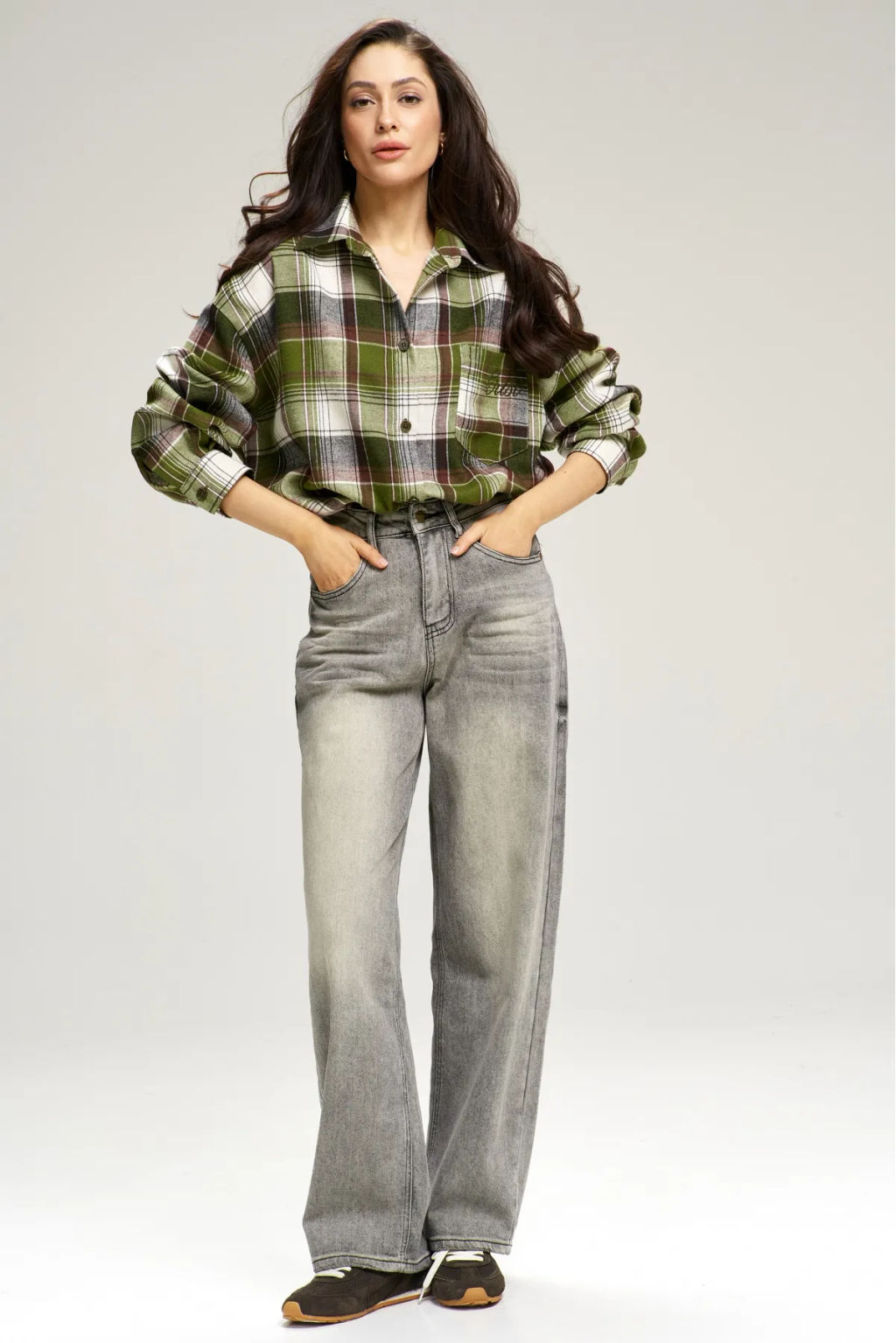 Рубашка в клетку с карманом Oversize Green - Erist store фото 3