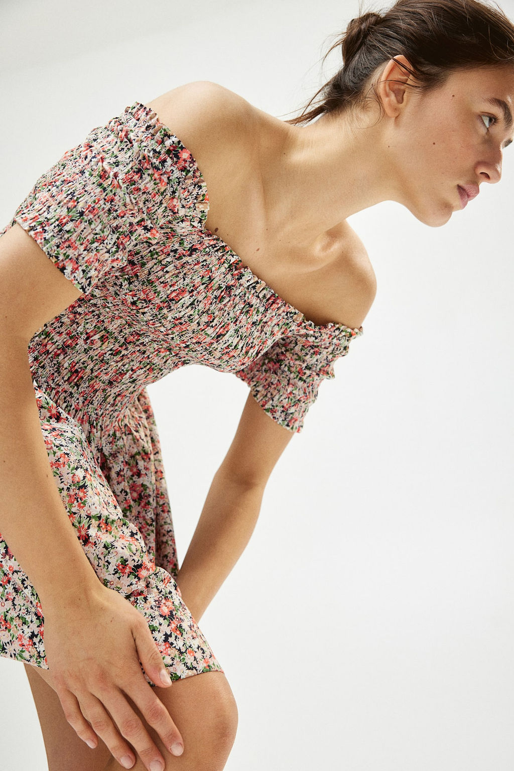 Vestido off-the-shoulder con cuerpo nido de abeja - H&m фото 3