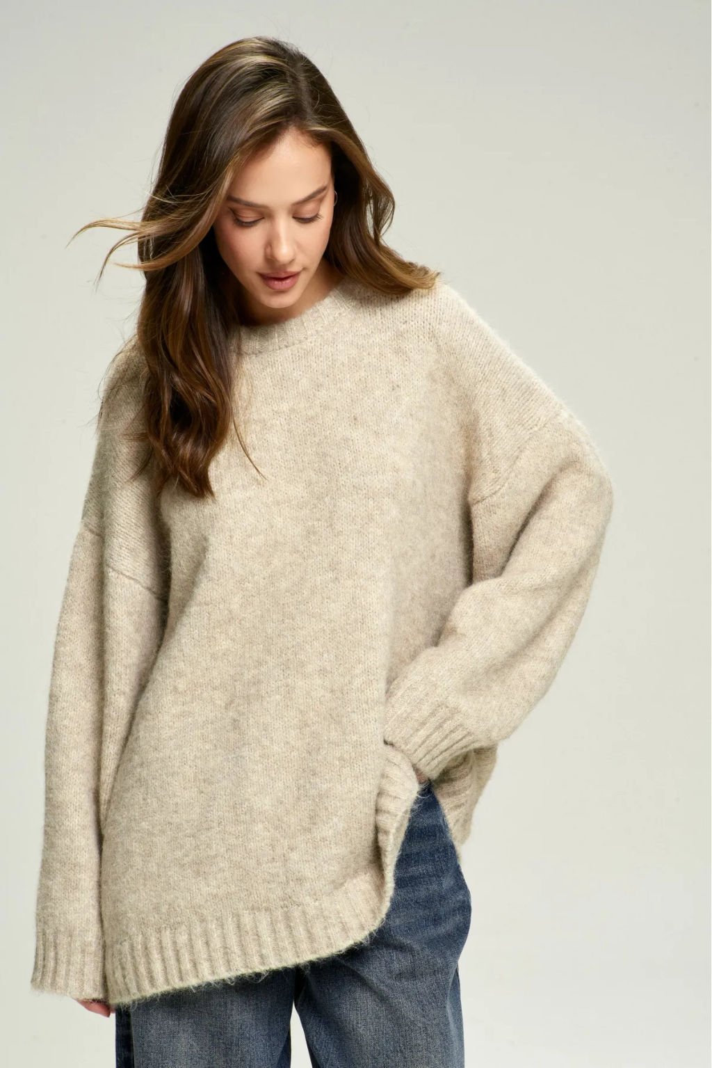 Джемпер Oversized из смесовой шерсти Beige