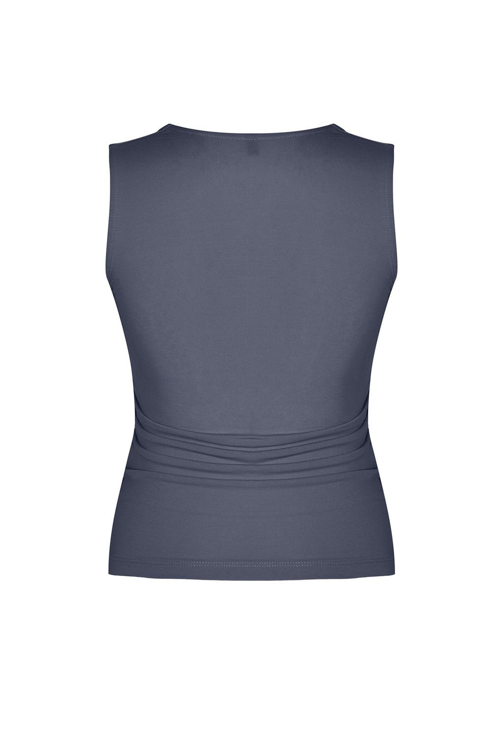 Gri Duz Kare Yaka Ask?l? Buzgulu Fitted/Vucuda Oturan Esnek Orme Bluz TWOSS24BZ00400