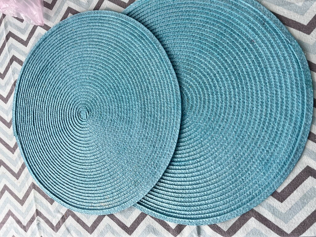 Салфетка для сервировки (мат на стол) 38см, круглая, бирюзовая, Y6-2542 (326270) /DANIKS/