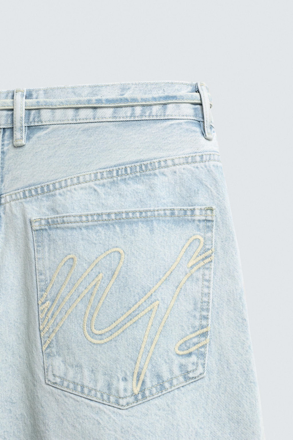JORTS DENIM BAGGY FIT BORDADOS / Azul claro - Zara фото 10
