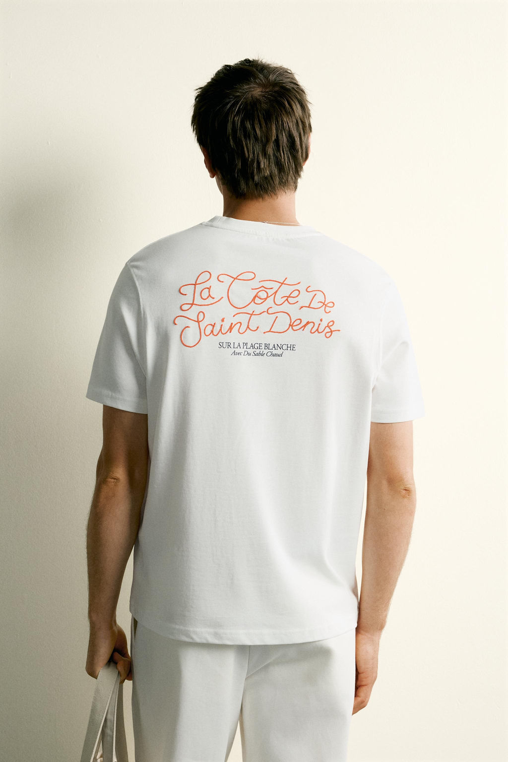 CAMISETA REGULAR FIT BORDADO COMBINADO / Blanco roto - Zara фото 3
