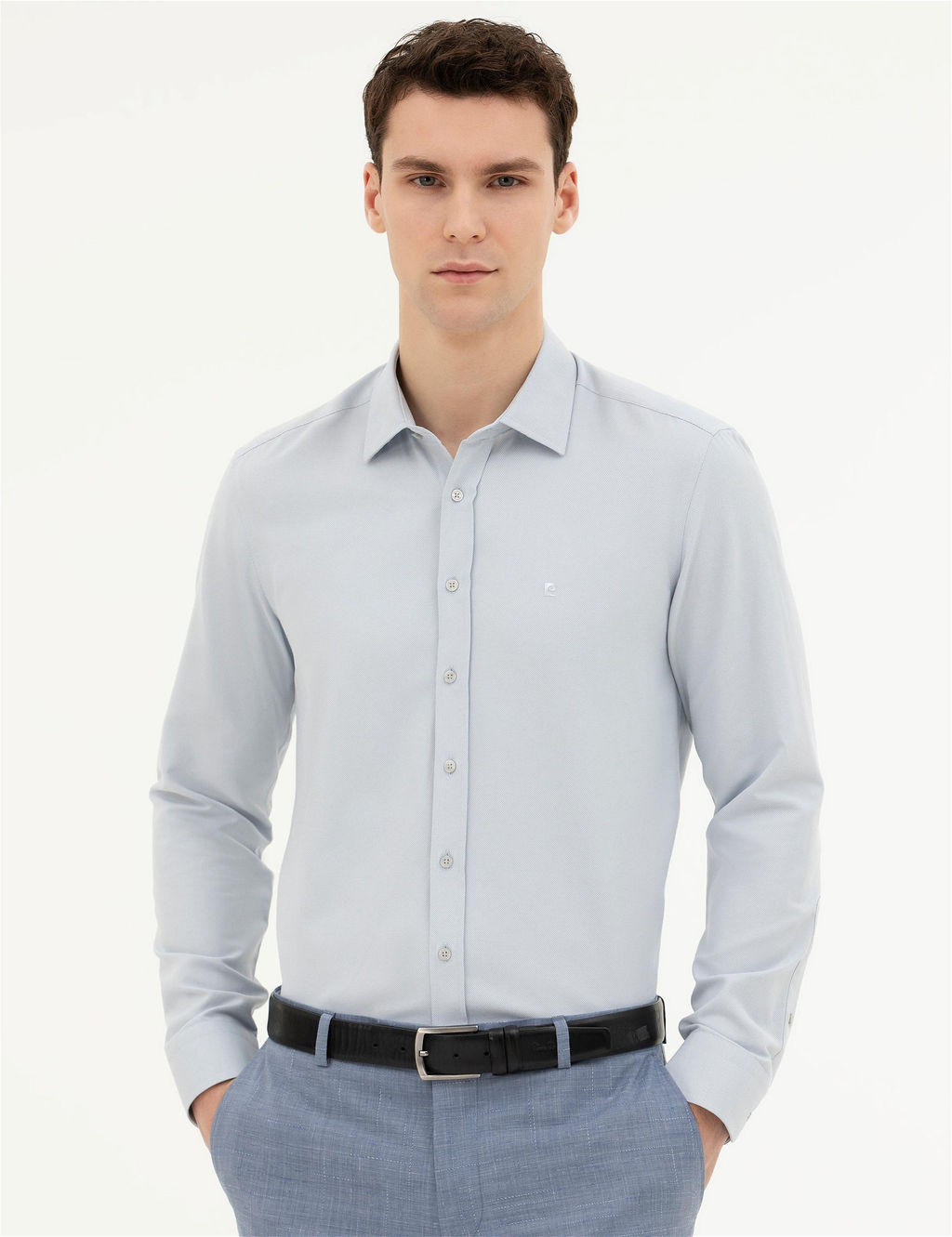 Gri Slim Fit Uzun Kollu G_mlek - Pierre cardin фото 3