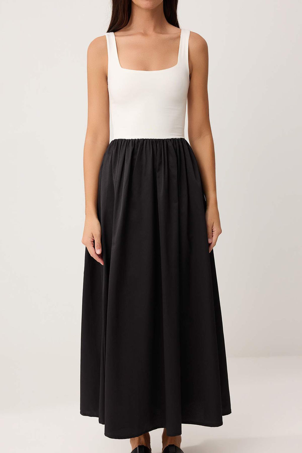 Siyah-Beyaz Maxi Dokuma Elbise TWOSS26EL00883 - Trendyolmilla фото 3