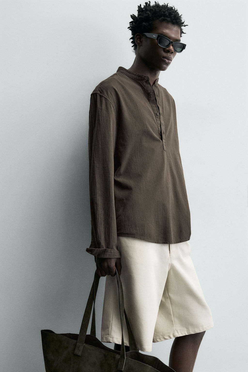 CAMISA EFECTO ARRUGADO / Marr?n / Topo - Zara фото 6