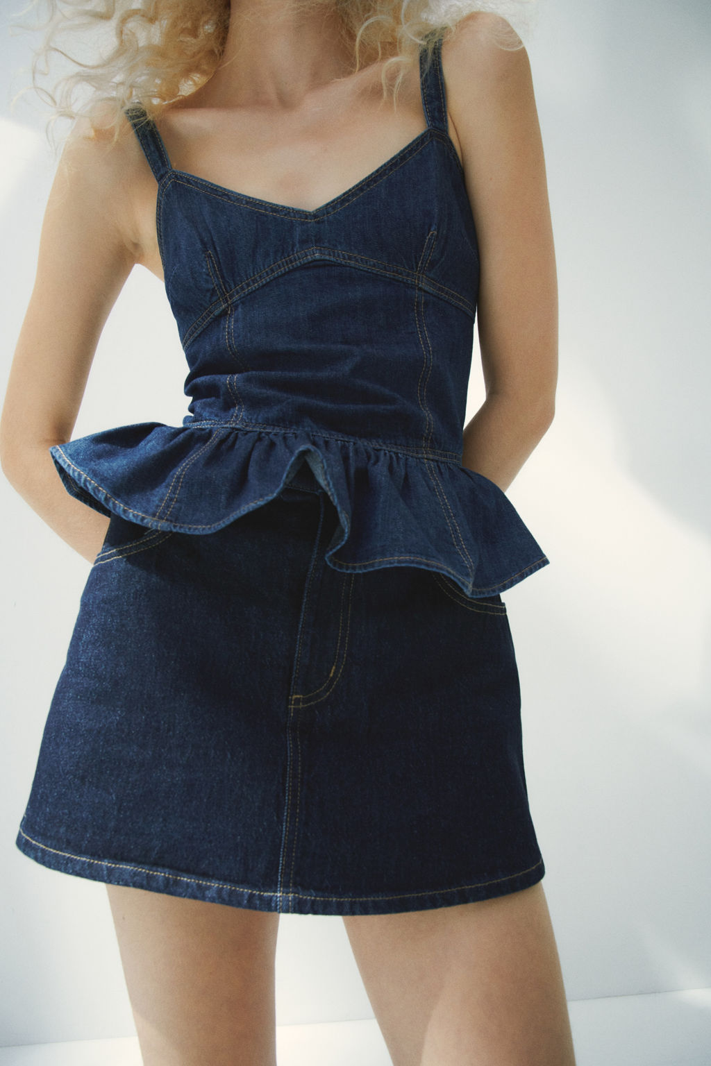 Denim peplum top - H&m фото 5