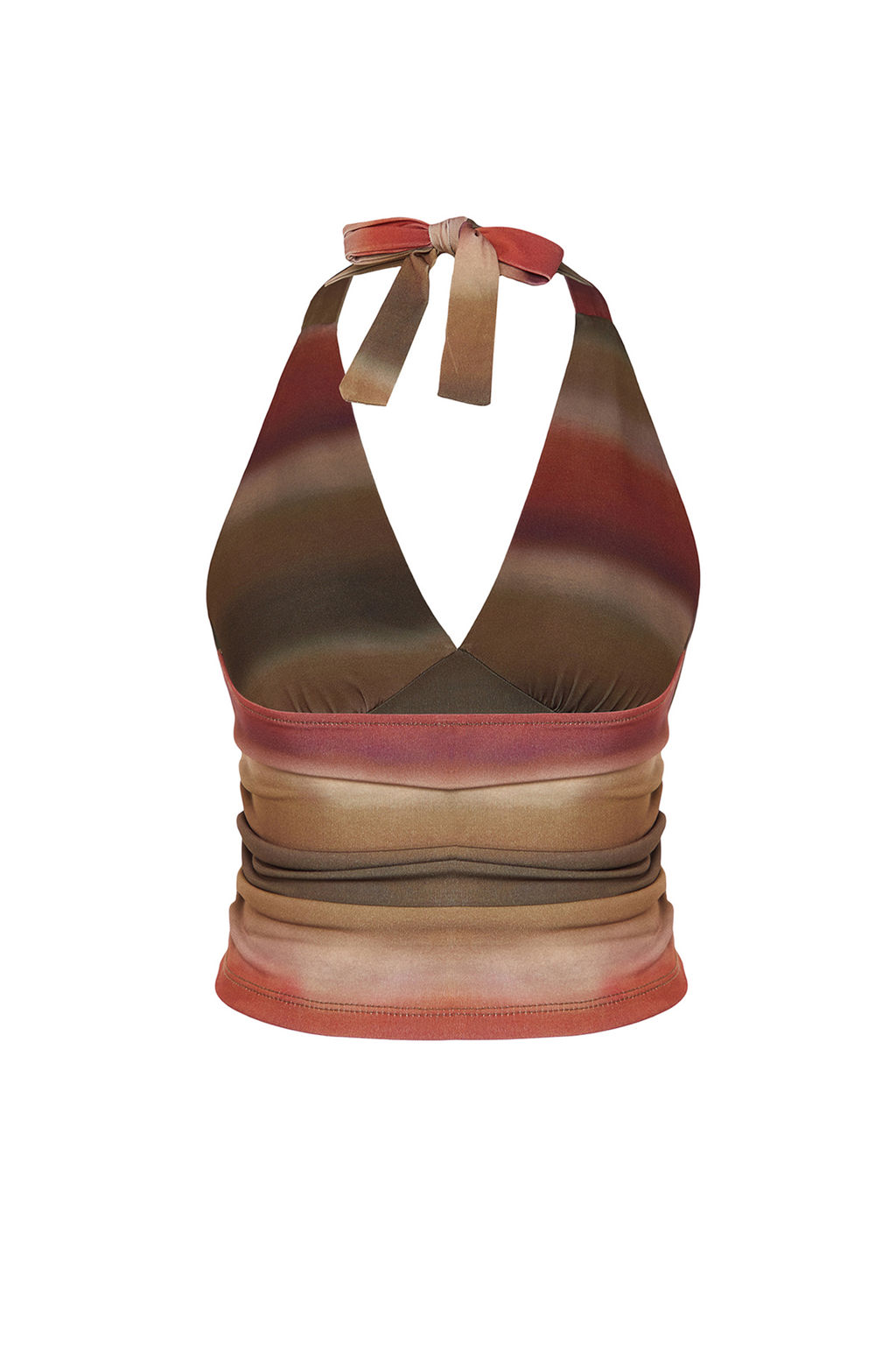 Cok Renkli Boyundan Baglamal? Vucuda Oturan Desenli Crop Esnek Orme Bluz TWOSS24BZ00061