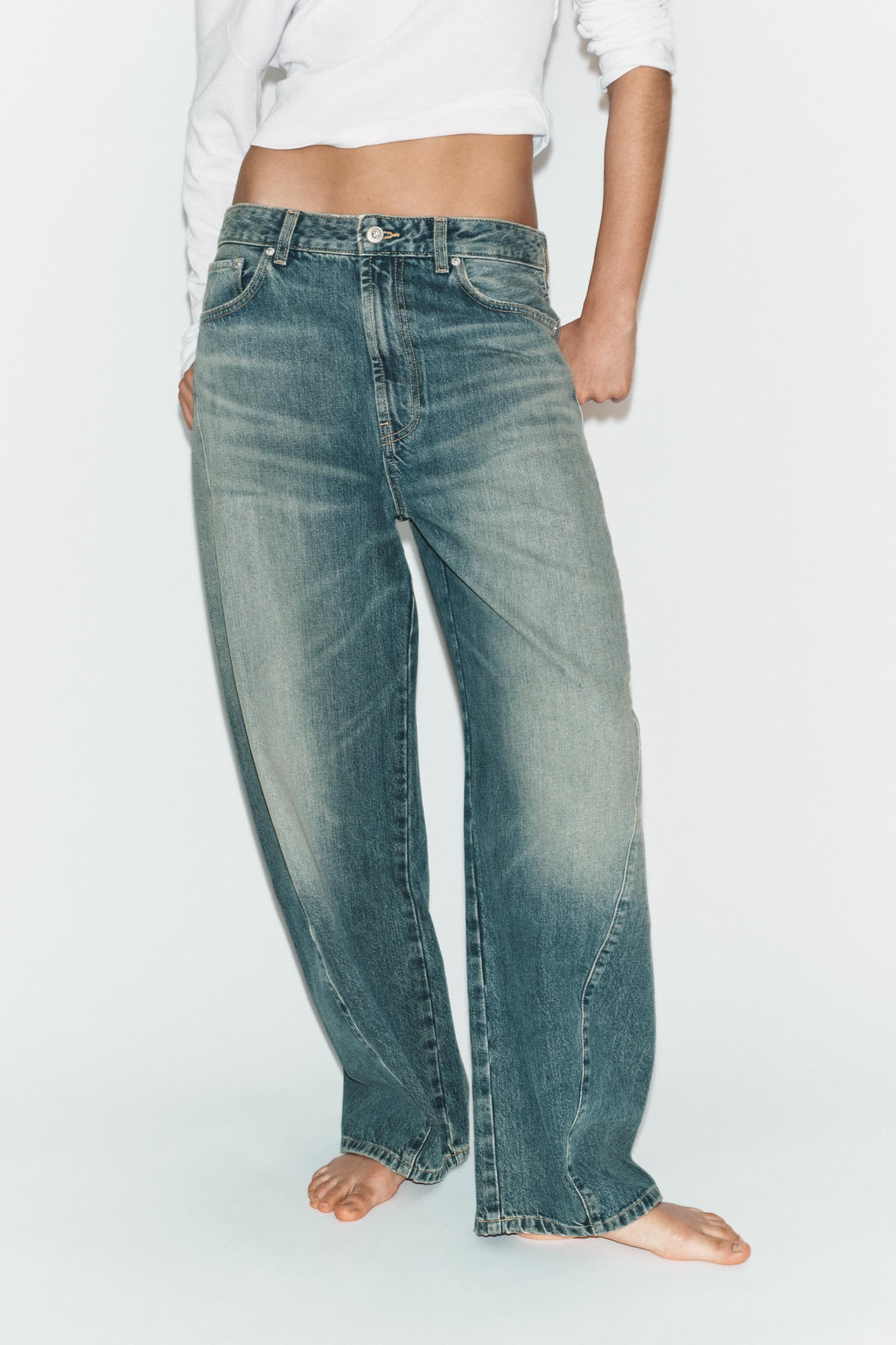 JEANS TRF BAGGY BALLOON TIRO MEDIO / Azul lavado - Zara фото 10