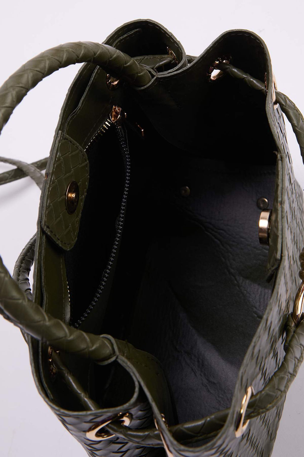 Haki Cift Kullan?ml? Orgu Suni Deri Orta Boy Kad?n Omuz Cantas? TAKSS26OC00049