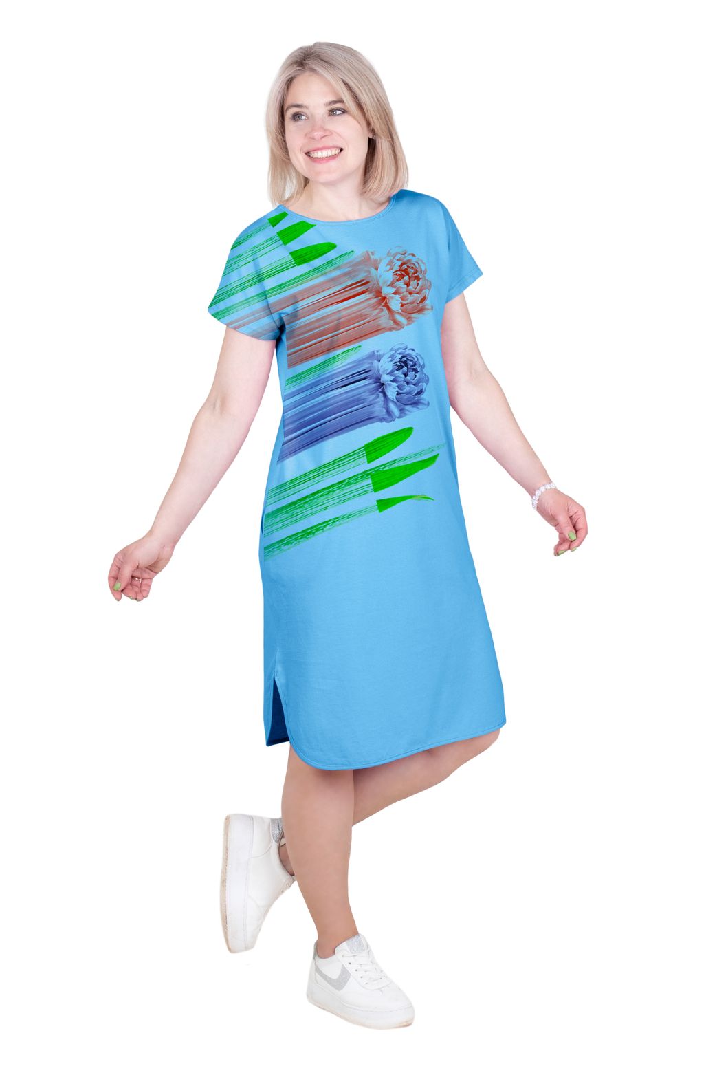 Футболка удлинённая Бутон Х-370 (44-60) кулирка - Лотос фото 3