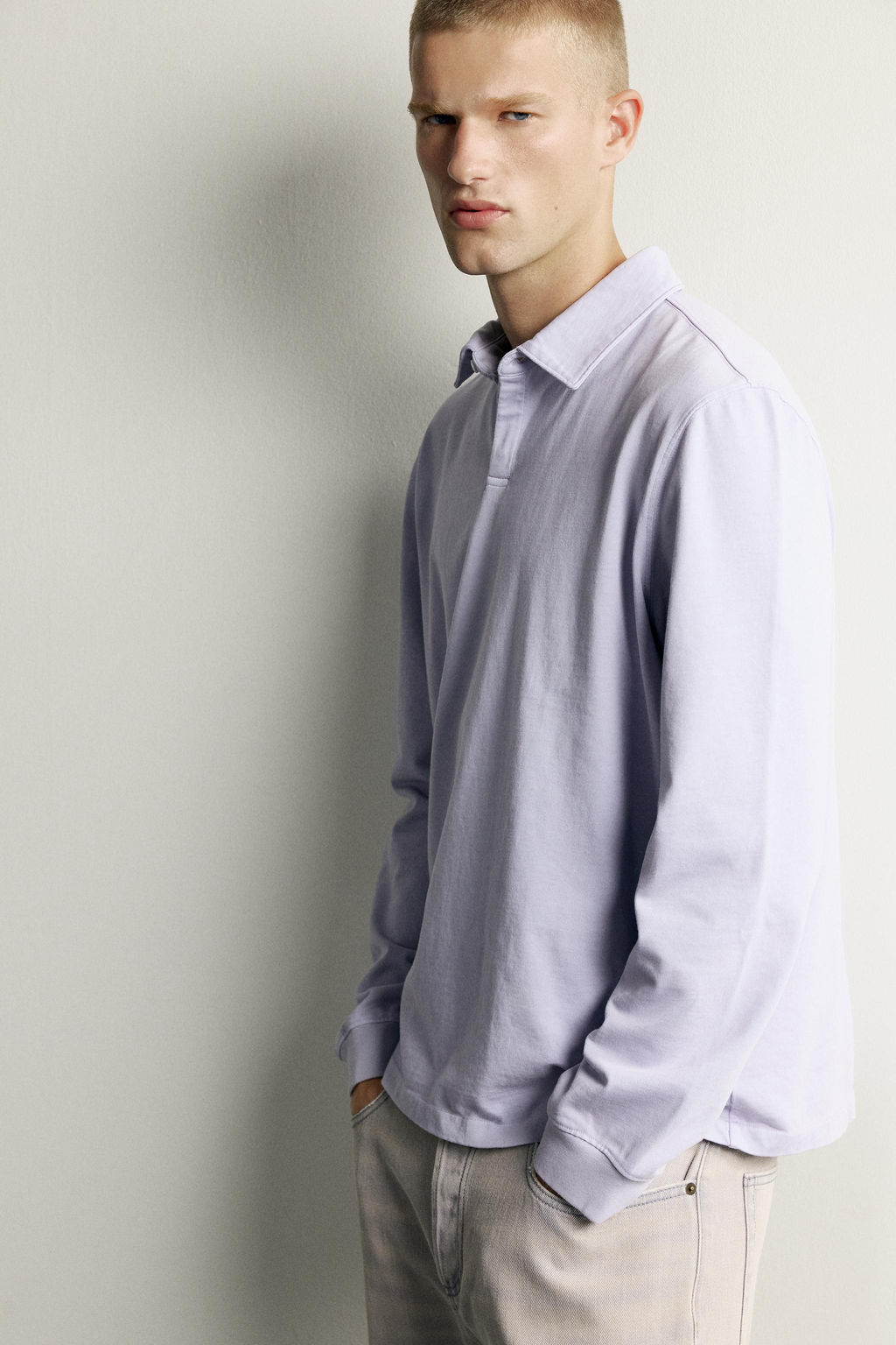 SUDADERA POLO LIGERA REGULAR FIT / Azul / Lavanda - Zara фото 5
