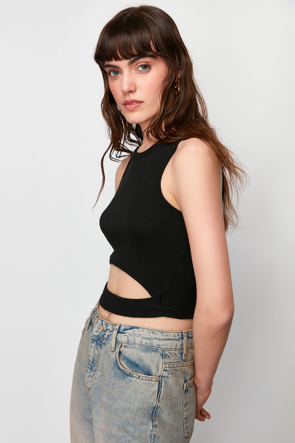 Siyah Cut Out Detayl? Bisiklet Yaka Orme Atlet TWOSS24AL00043