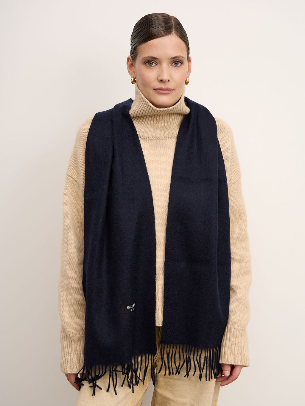 Шарф из кашемира 12219n темно-синий