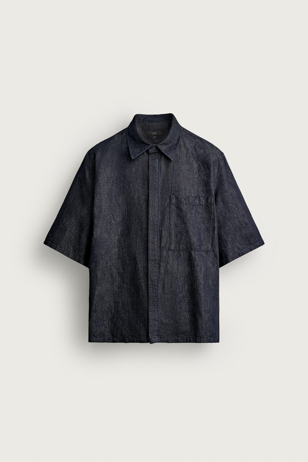 CAMISA DENIM BOXY FIT ALGOD?N - LINO / ?ndigo - Zara фото 6