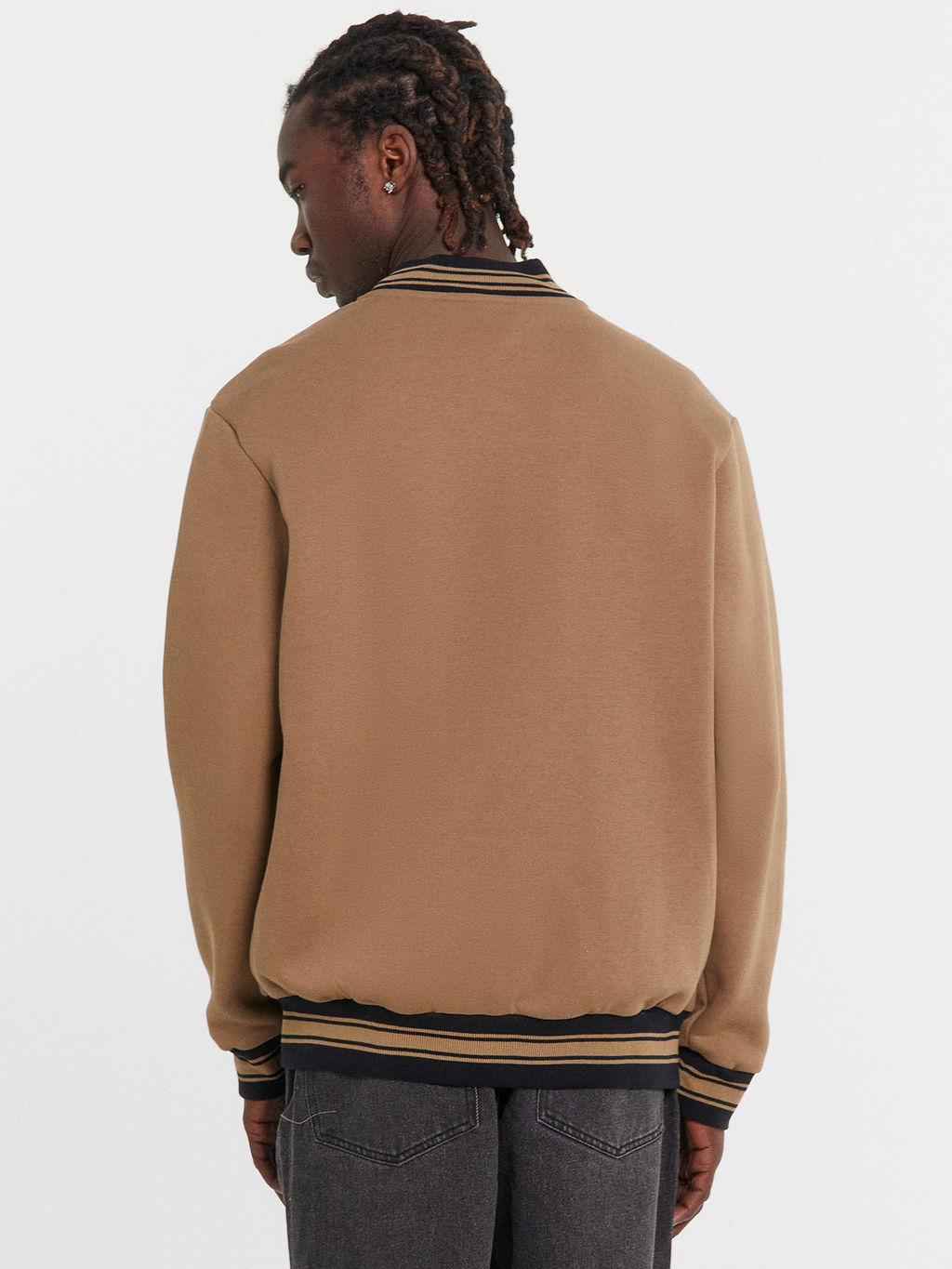 Толстовка мужска бежевая с принтом на груди сепия +печать 121187/1