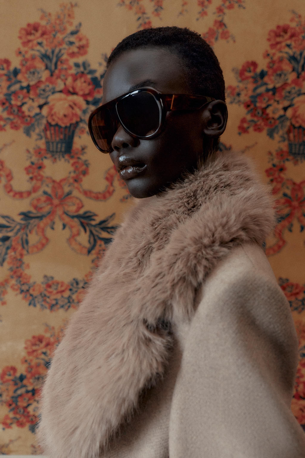 WOOL COAT WITH FAUX FUR LAPEL AND BELT - Zara фото 6