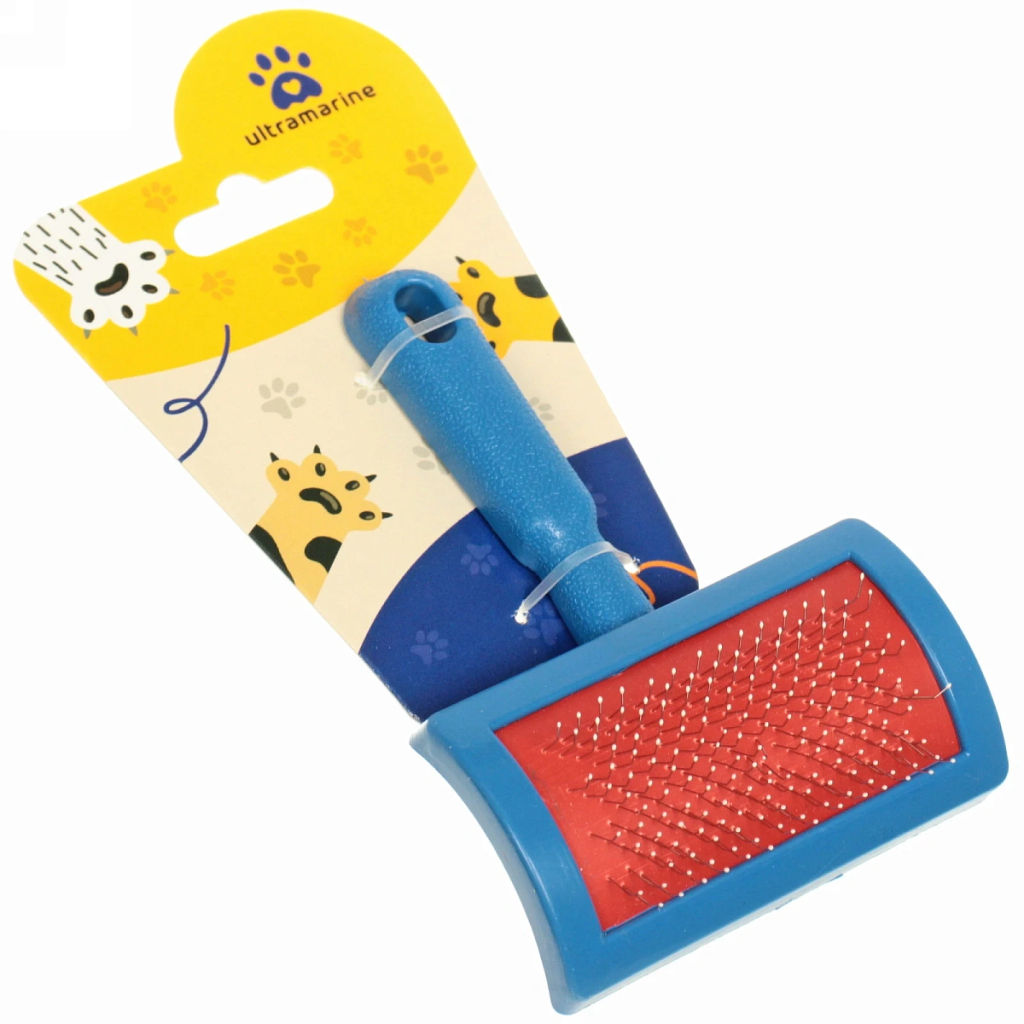 Цена за 6 шт. Расческа-пуходерка для кошек и собак "Пушок" 12см цвет синий Ultramarine