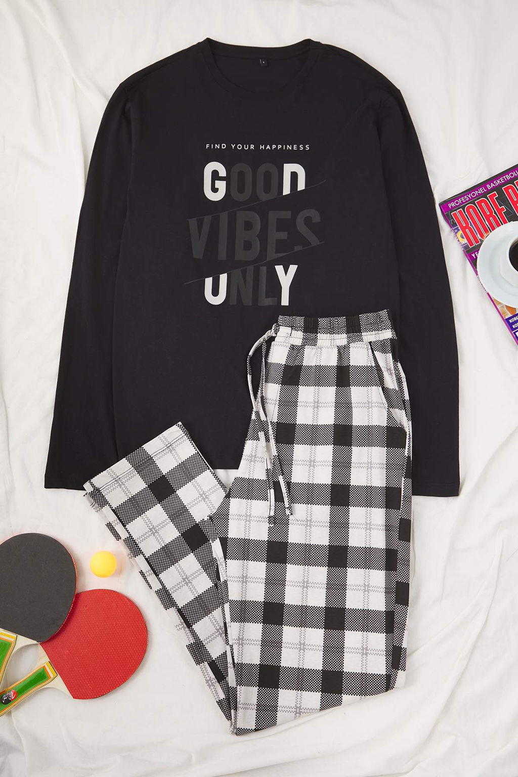 TRENDYOL MAN Mavi Regular Fit Ekose Orme %100 Pamuk Pijama Tak?m? TMNAW24PT00023 - Trendyolmilla фото 12