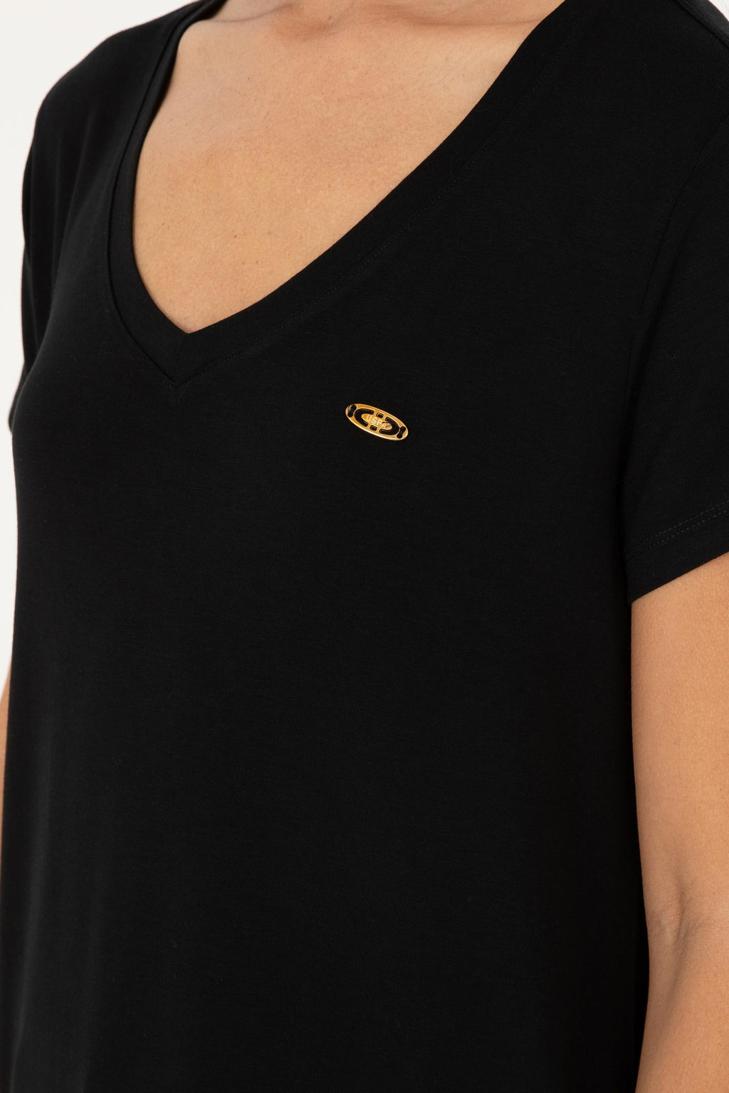 U. S. Polo Assn / Женская черная базовая футболка с v-образным вырезом - U.s. polo assn фото 14