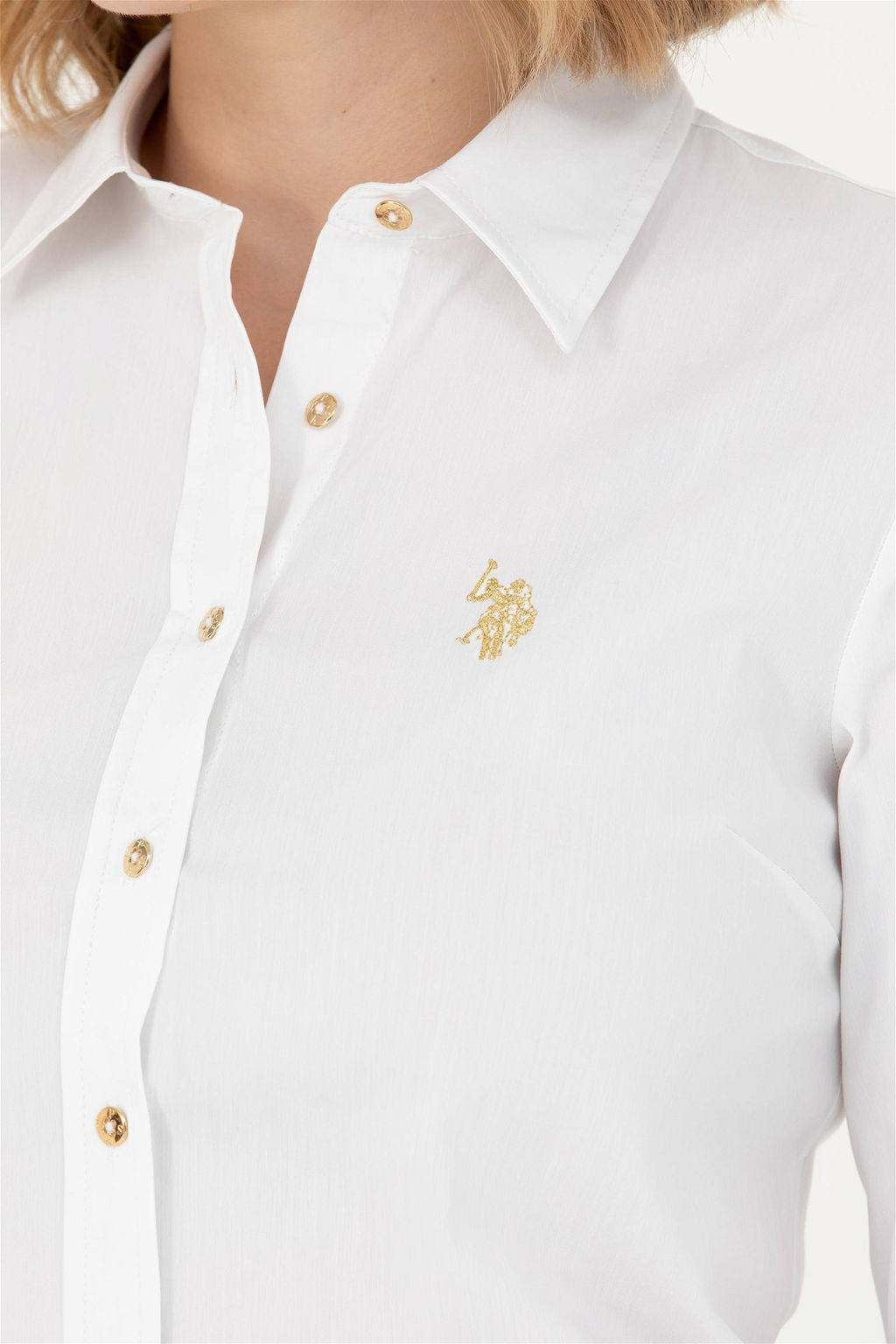 Женская белая базовая рубашка с длинным рукавом - U.s. polo assn фото 7