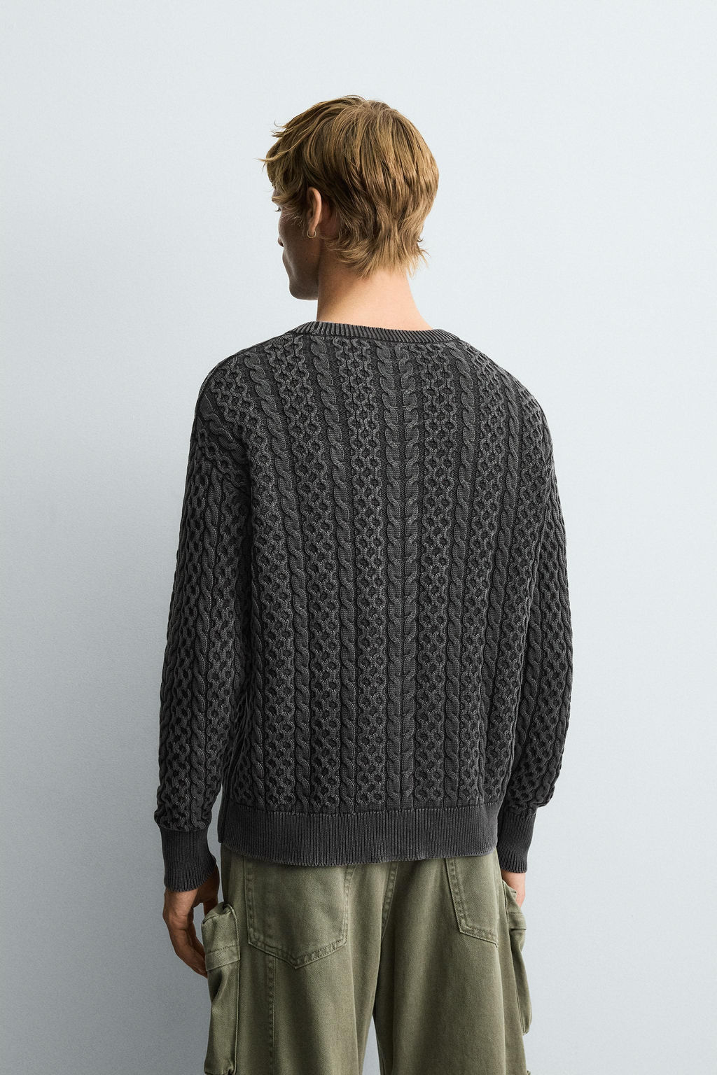 WASHED CABLE-KNIT SWEATER - Zara фото 3