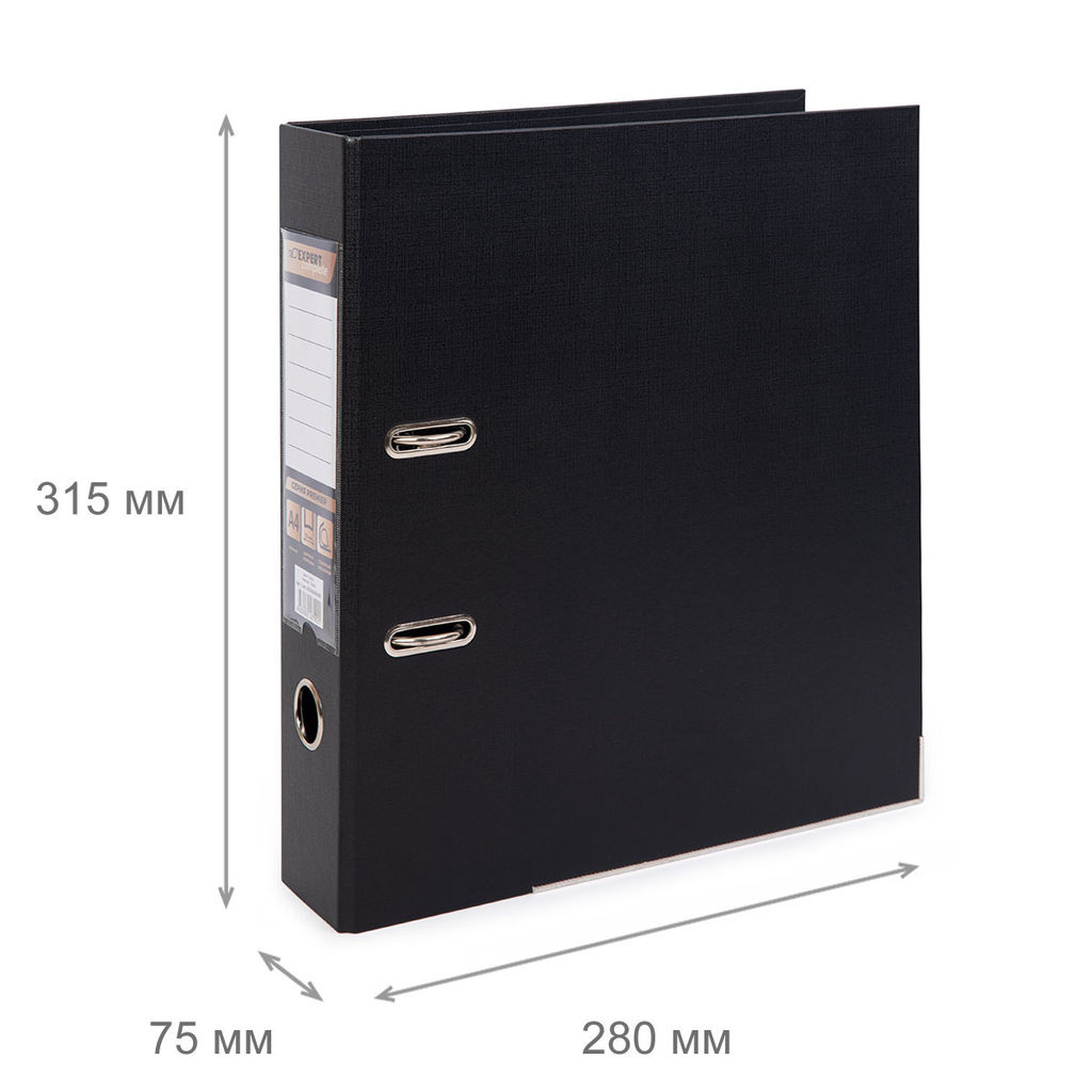 Expert Complete Регистратор PVC, 2-х стороннее покрытие, мет.уг. 75 мм 50 шт. Premier A4 арочный механ. (разб.) лён черный ЕС100162001