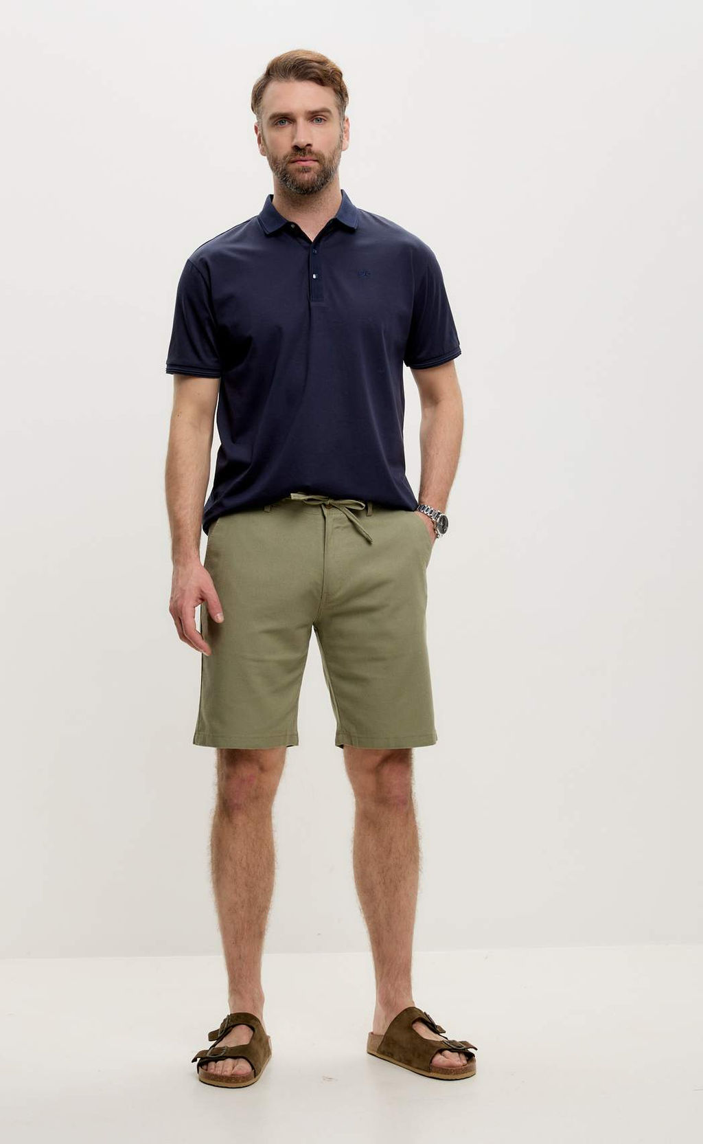 Шорты лен F111-0960-1 olive