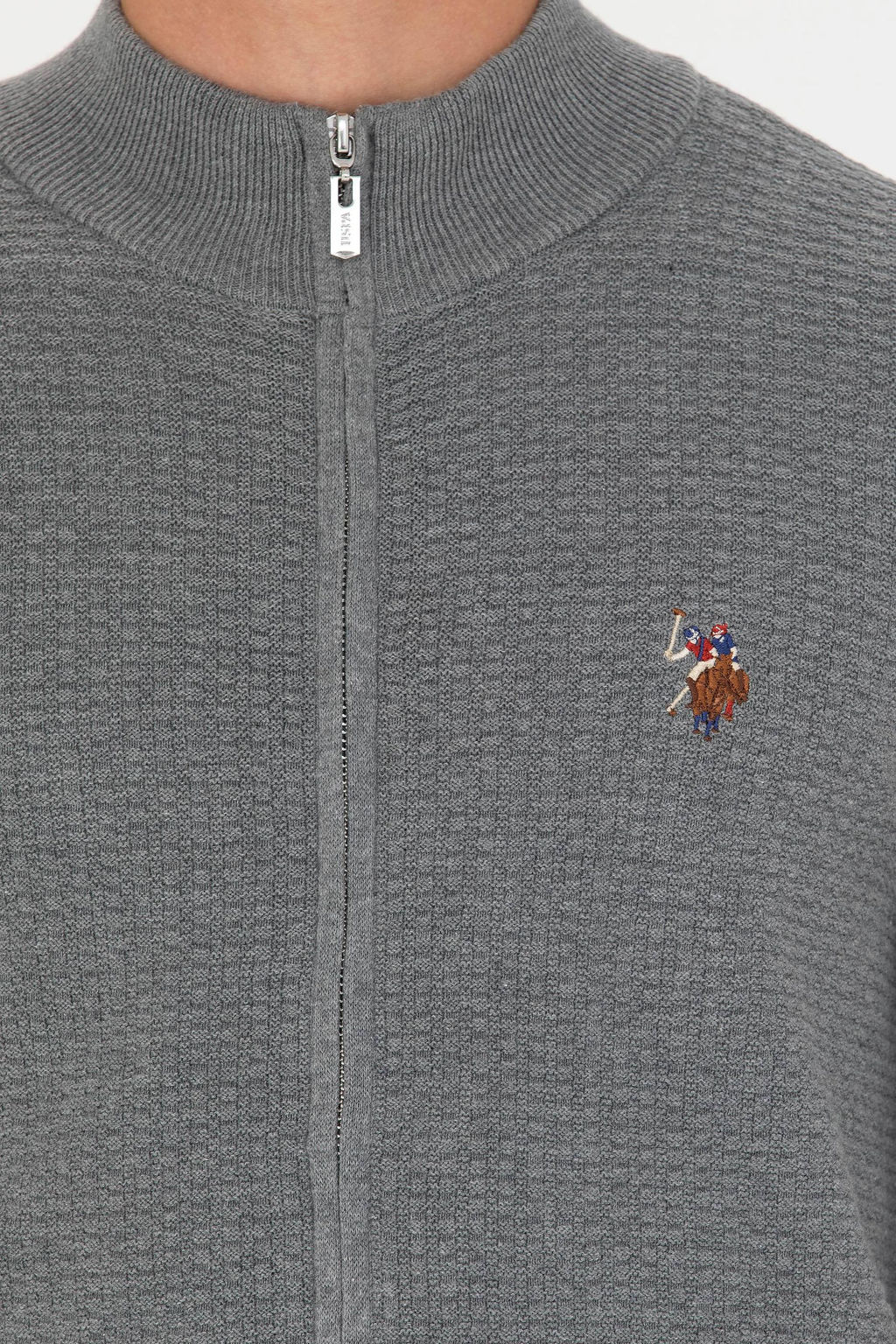 U. S. Polo Assn / Мужской серый меланжевый базовый трикотажный кардиган - U.s. polo assn фото 21
