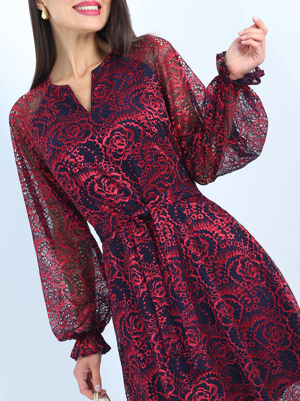 Платье из гипюра нарядное с поясом - Dstrend фото 5