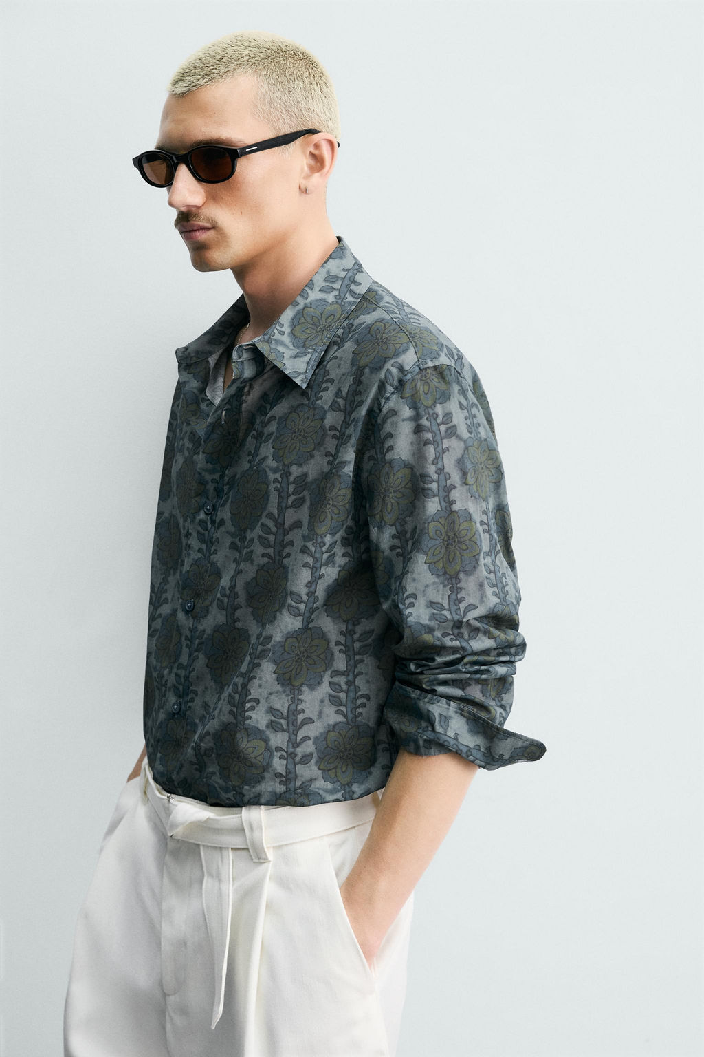 CAMISA RELAXED FIT ESTAMPADO FLORAL / Verdes - Zara фото 6
