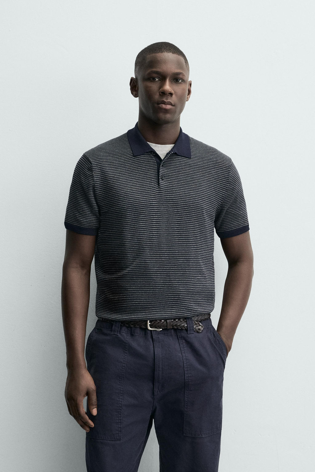 REGULAR FIT STRIPED KNIT POLO SHIRT - Zara фото 9