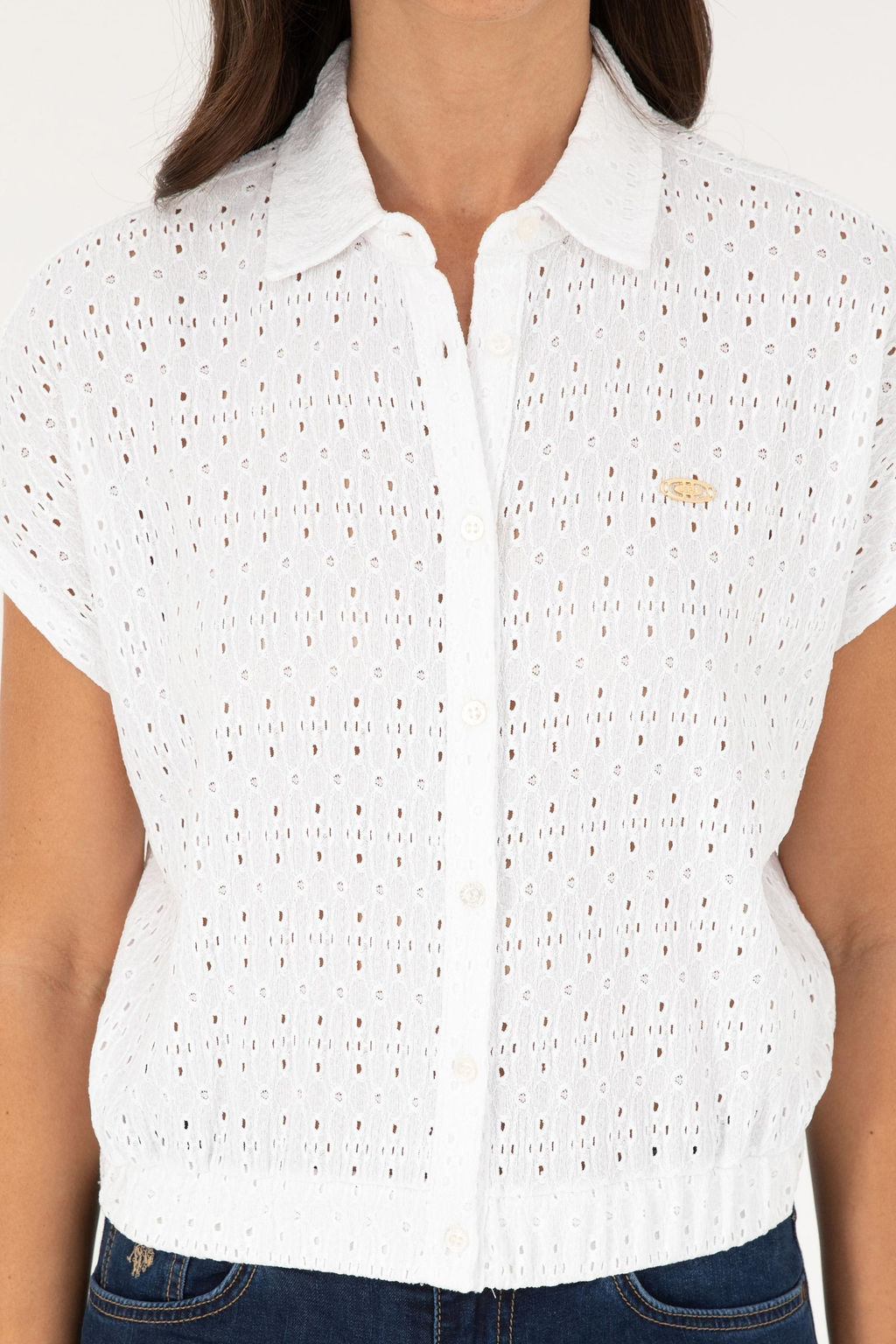 U. S. Polo Assn / Женская белая трикотажная рубашка - U.s. polo assn фото 6