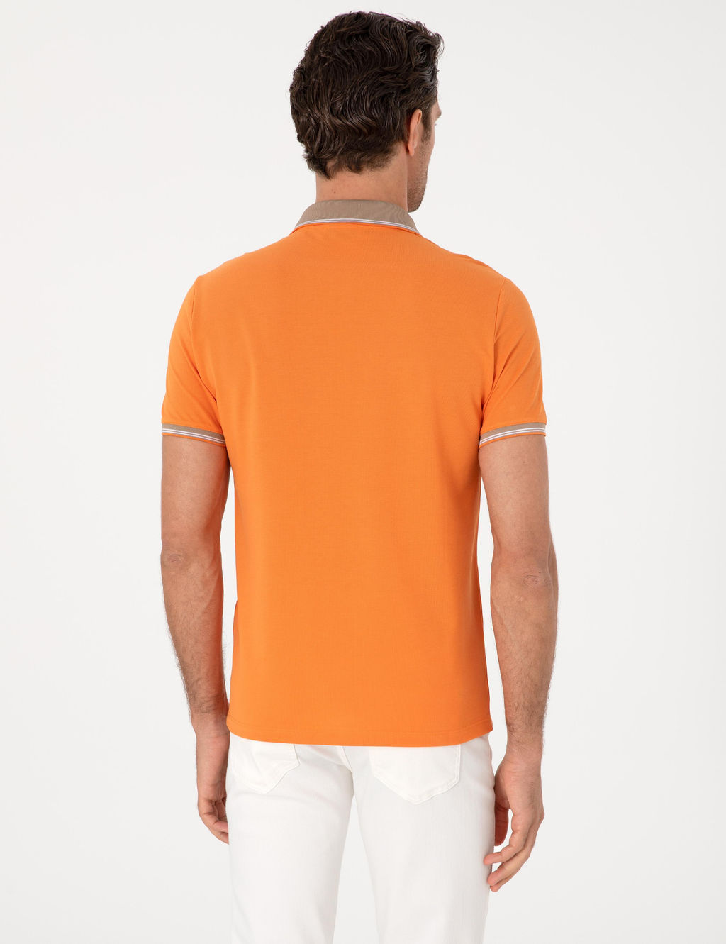 Turuncu Slim Fit %100 Pamuk Fermuarl_ Polo Yaka T-shirt - Cacharel фото 5
